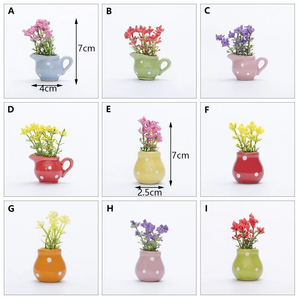 1PC Gift Home Decor Fairy Garden Dollhouse  Flowerpot Figurine Artificial Bonsai Flower Cup Miniatures Potted R