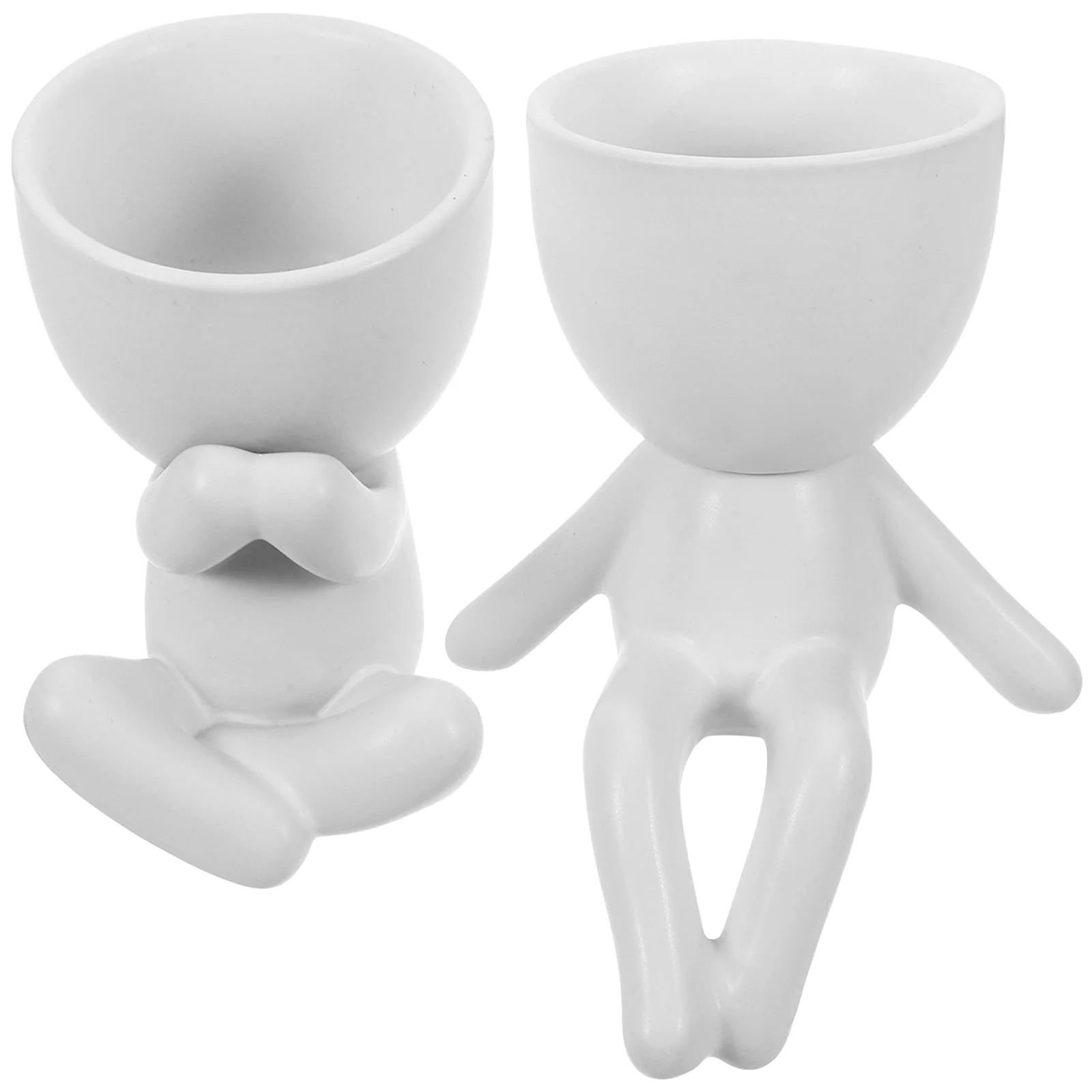 Guichaokj 2Pcs Ceramic Succulent Pot Green Plant Flower Cartoon Pot Desktop Decor