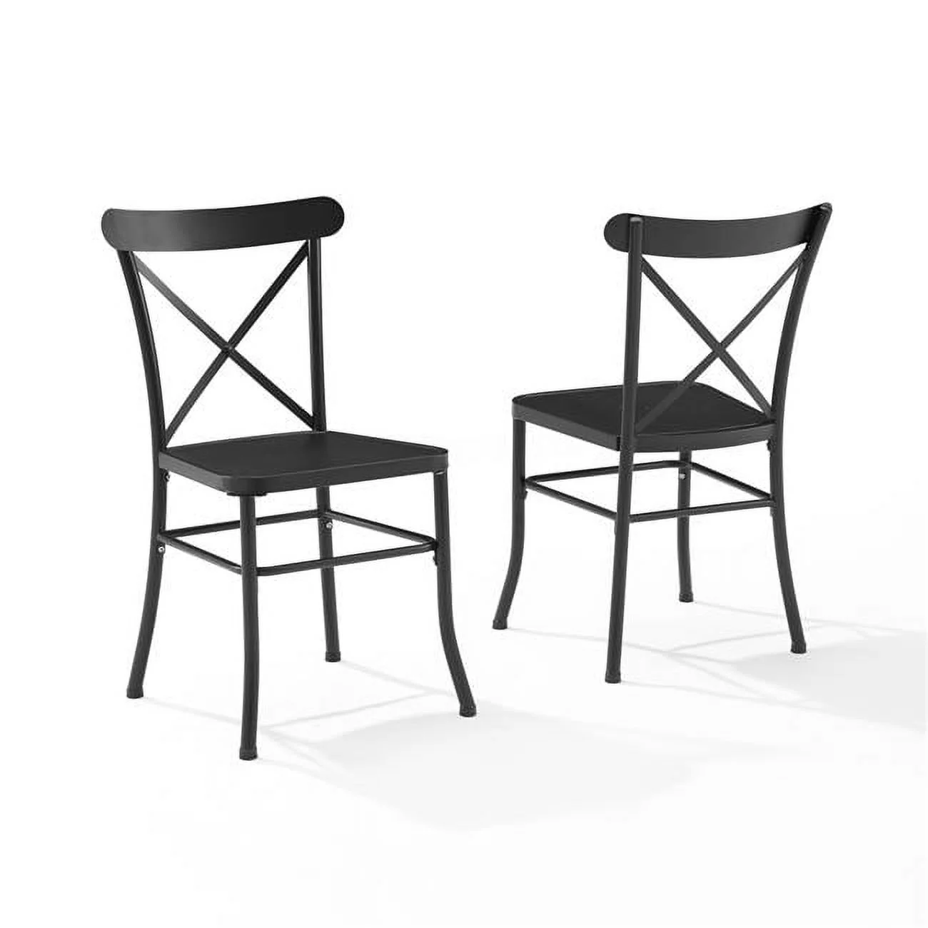 Astrid Indoor & Outdoor Metal Dining Chair Set, Matte Black - 2 Piece