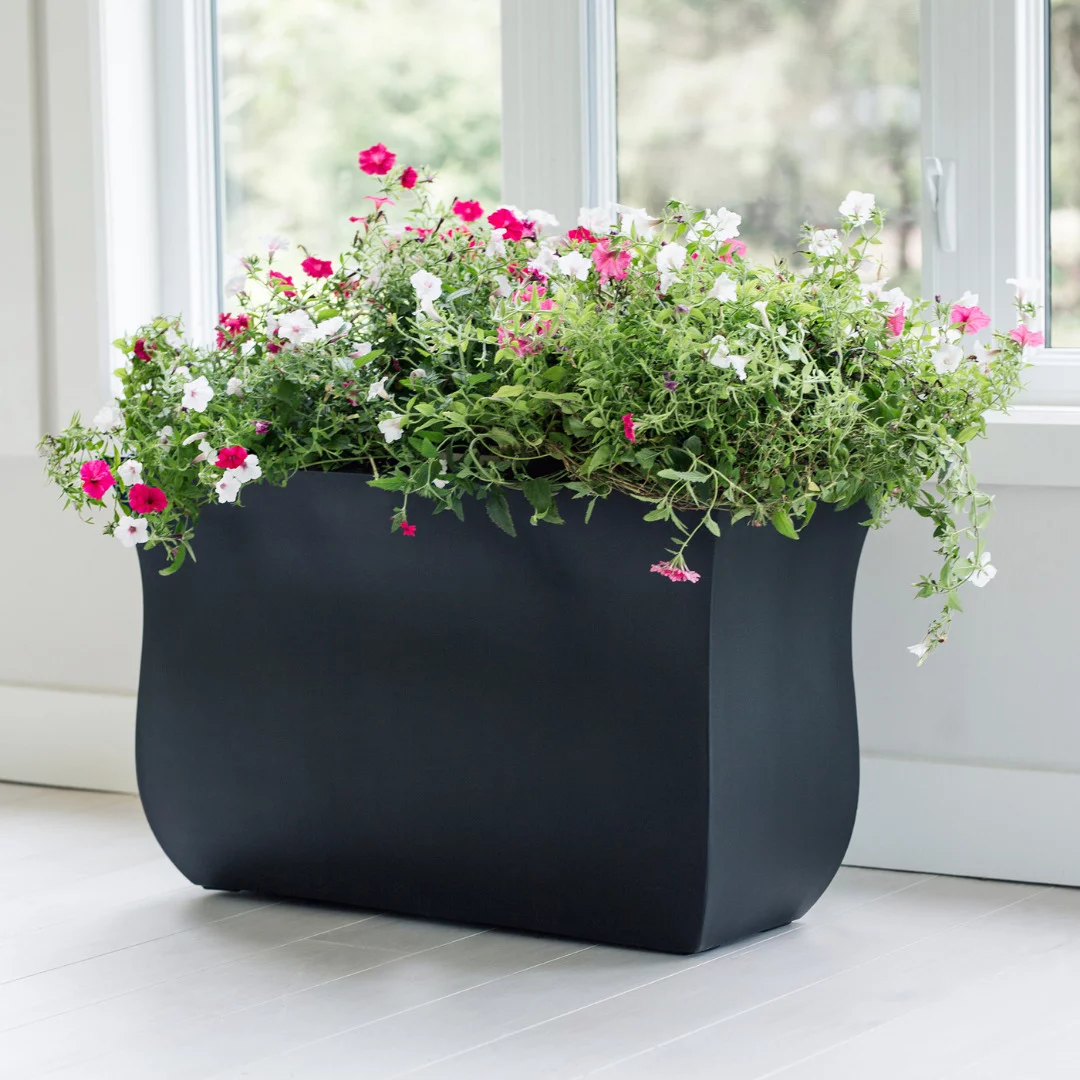 Mayne Valencia Planter - 36in x 16in x 22in - Polyethylene Pots & Planters - Black (5875-B)