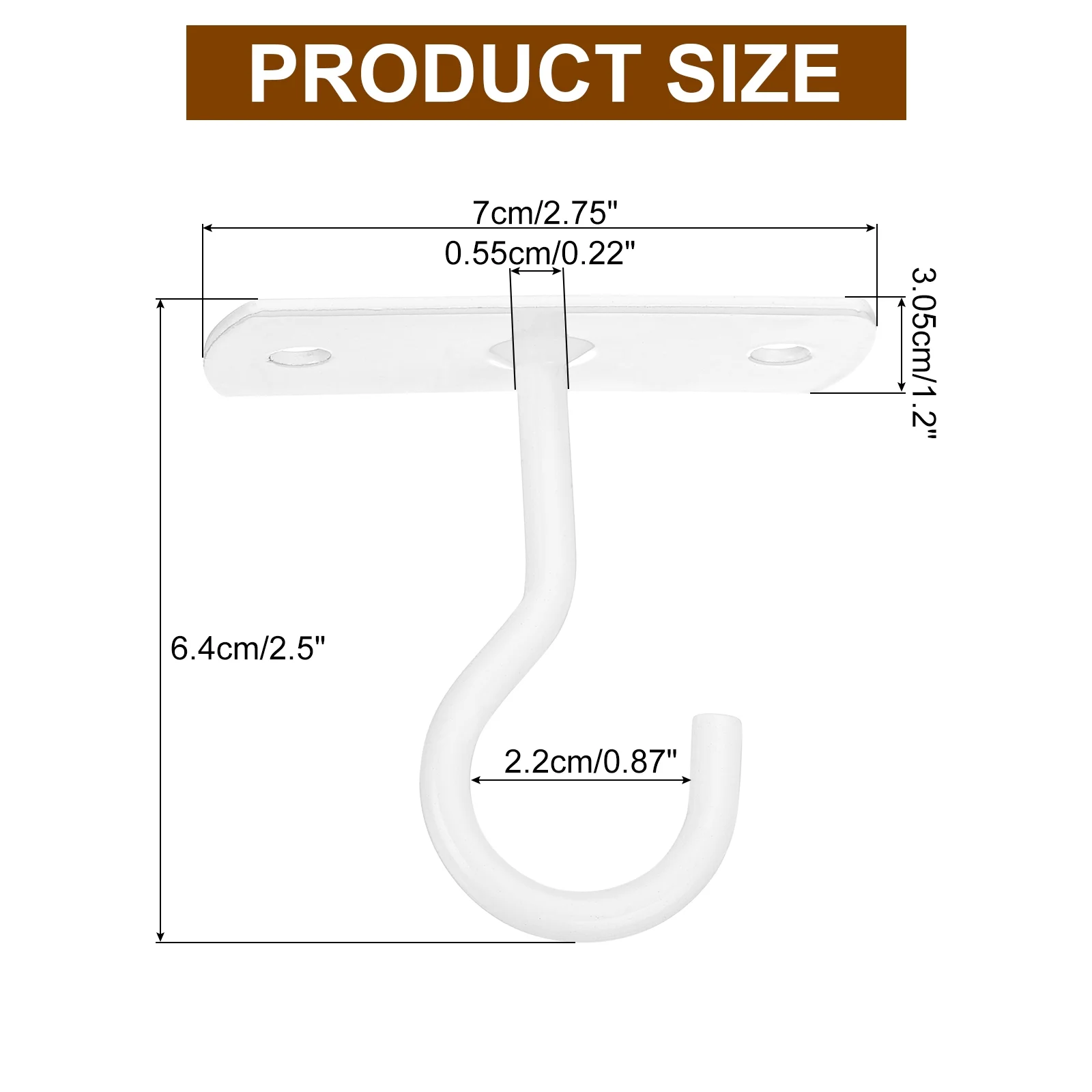 Ceiling Hooks for Hanging Plants, 2 Pack 2.5 Inch - Metal Plant Hanger, Wall Mount Hanging Basket Hooks (White)