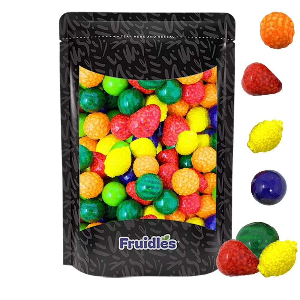 Seedlings Bubble Gum Balls, Original Fruit Shaped Candy Buffet Treats, Sprinkles On The Inside, Kosher Certified Parve (1 Pound)