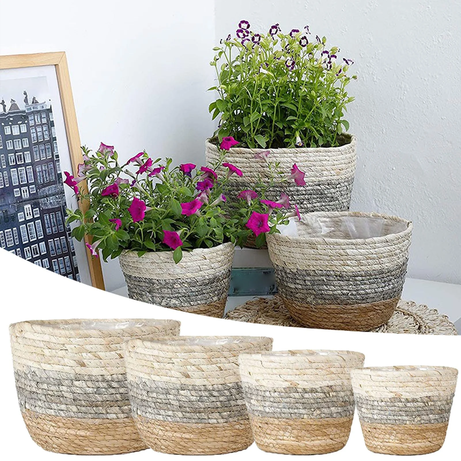 Flower Pot Yard Potted Flowers Rattan Flower Desktop Soil Cultivation Garden for Vegetables Antique Flower Indoor Outdoor Flower Large 20 Inches Or Bigger Flower for outside on Fence Flower Baskets