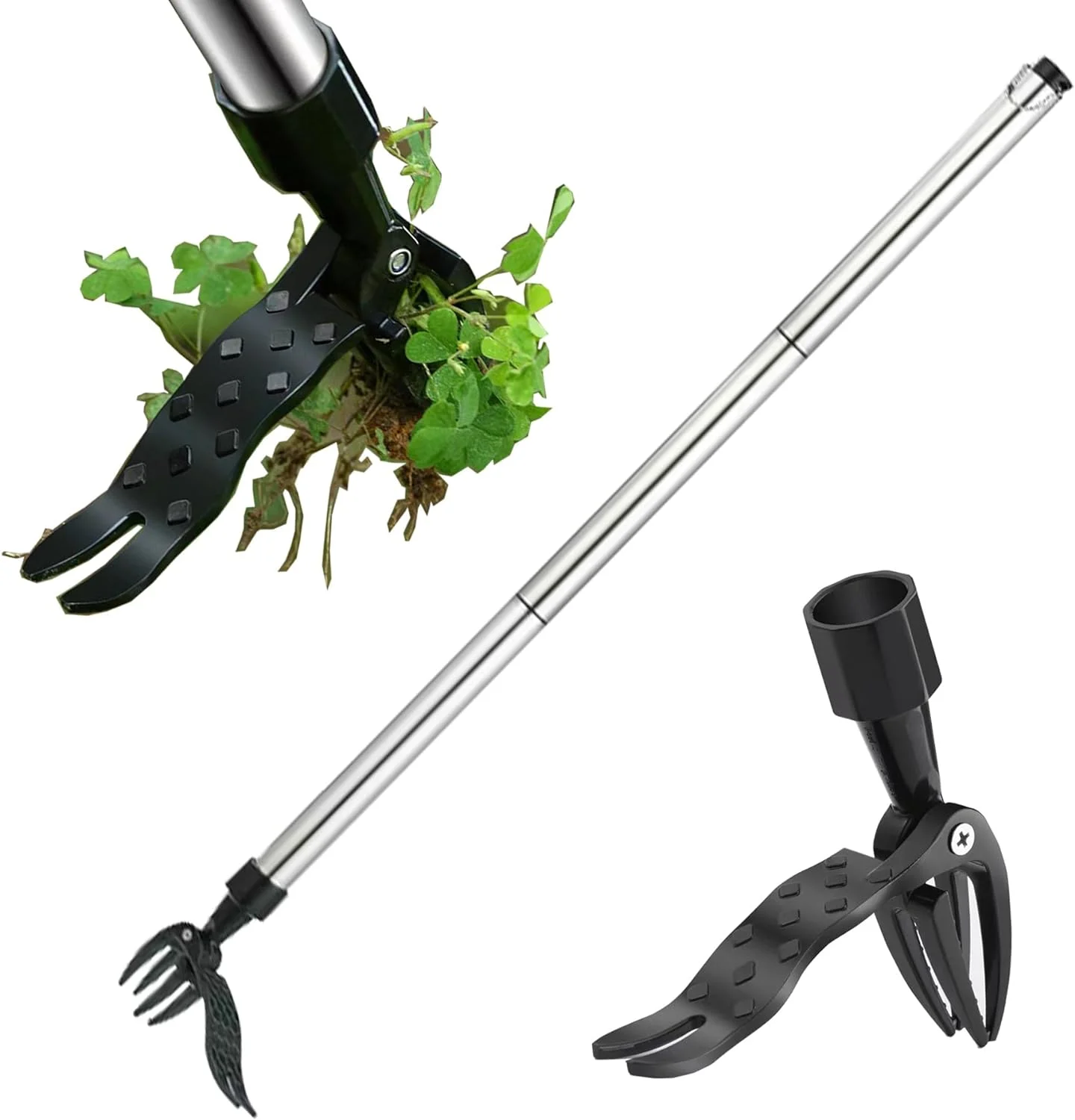Upright Weed Eater 40 Inch, 4-Prong Weeding Tool, Reinforced Anti-Slip, Suitable for Lawn and Garden, Easily uproots weeds without bending or kneeling, Heavy Duty Weed Eater