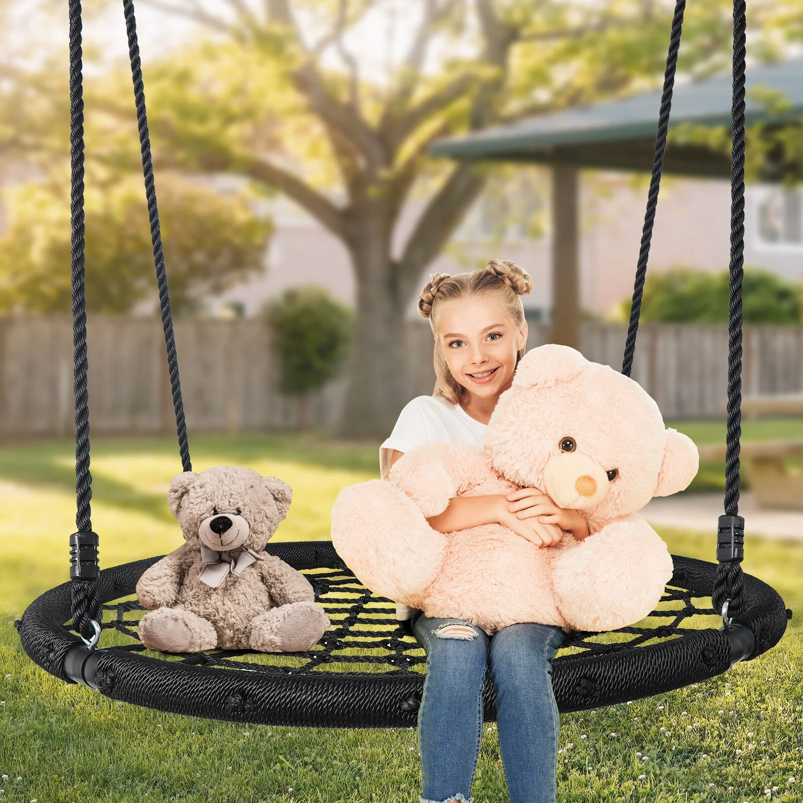 Spider Web Tree Saucer Swing Circular Flying Saucer with Ropes & Straps 40