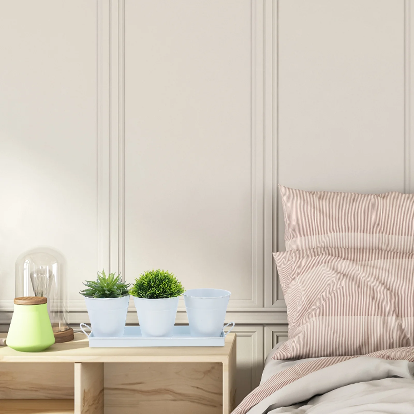 Tin Bucket Flower Pot Iron Flowerpot  for Indoor Plants Galvanized Tray Container Gardening Bonsai with