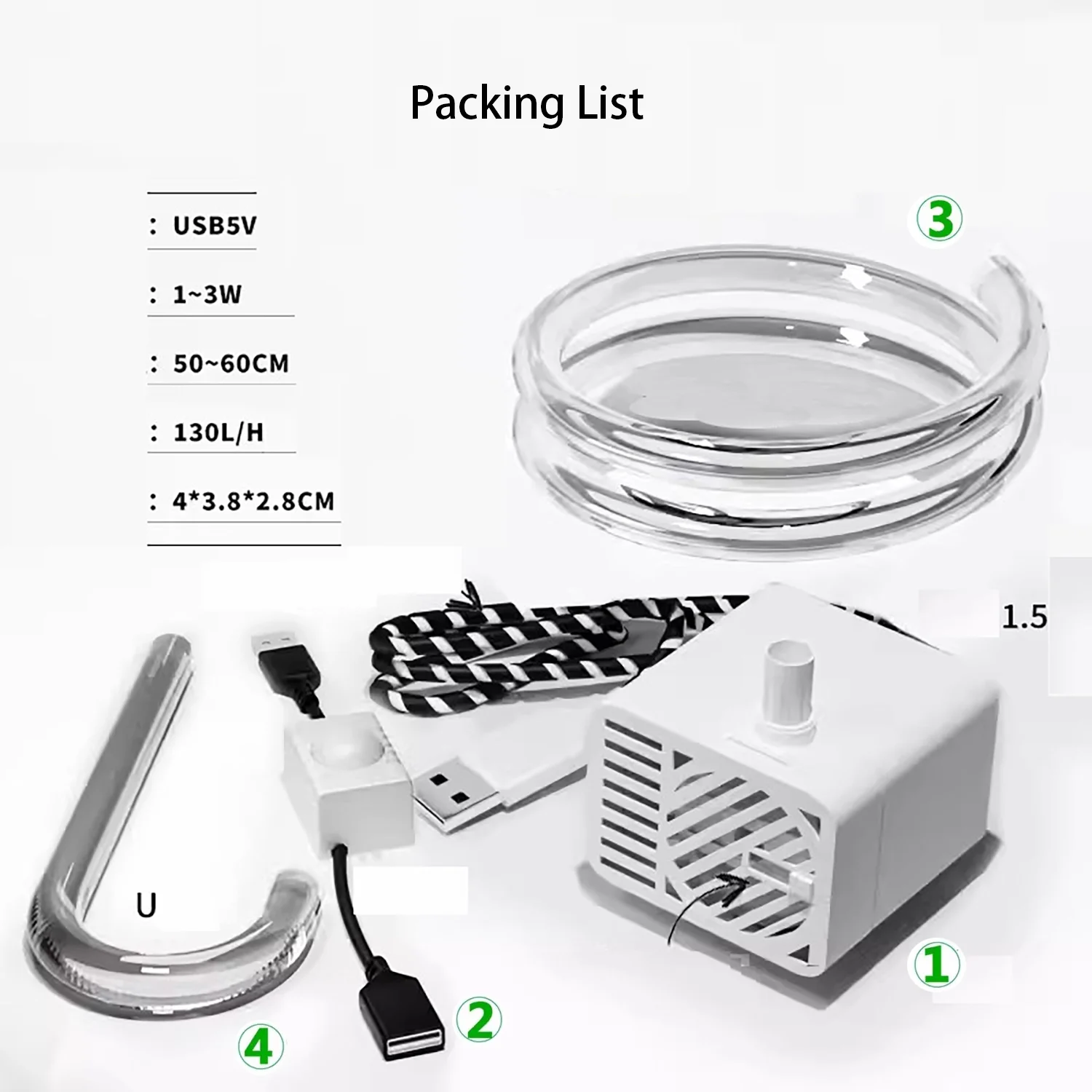 DIY Cat Water Fountain Pump Kit Water Drinking Dispenser Pump with Motion Sensor Smart Automatic Start Stop