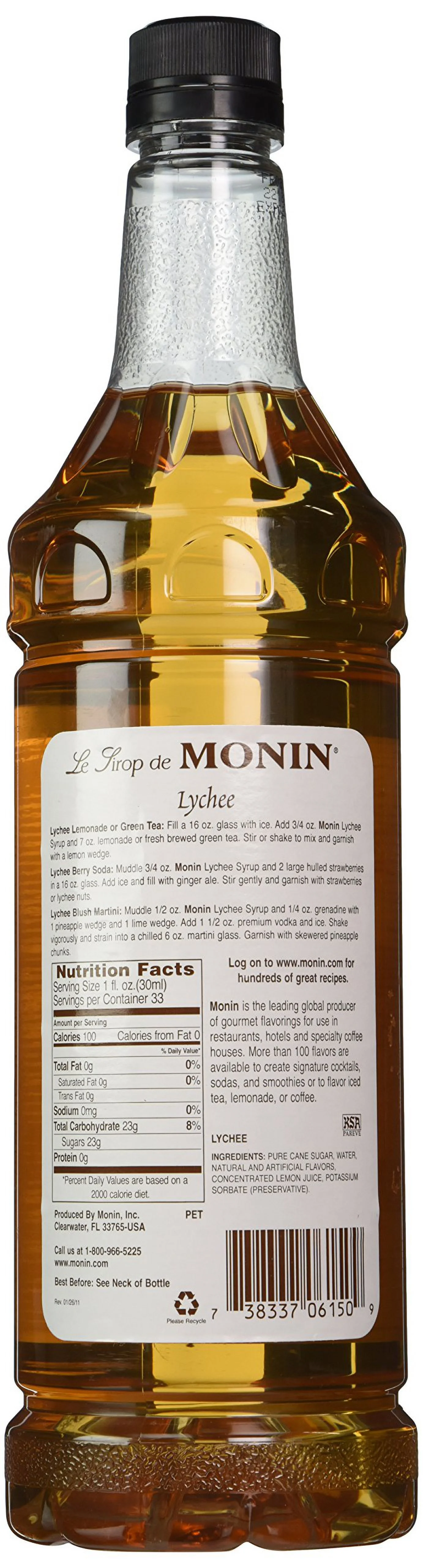 Monin Lychee Fs 1 L - Single Bottle