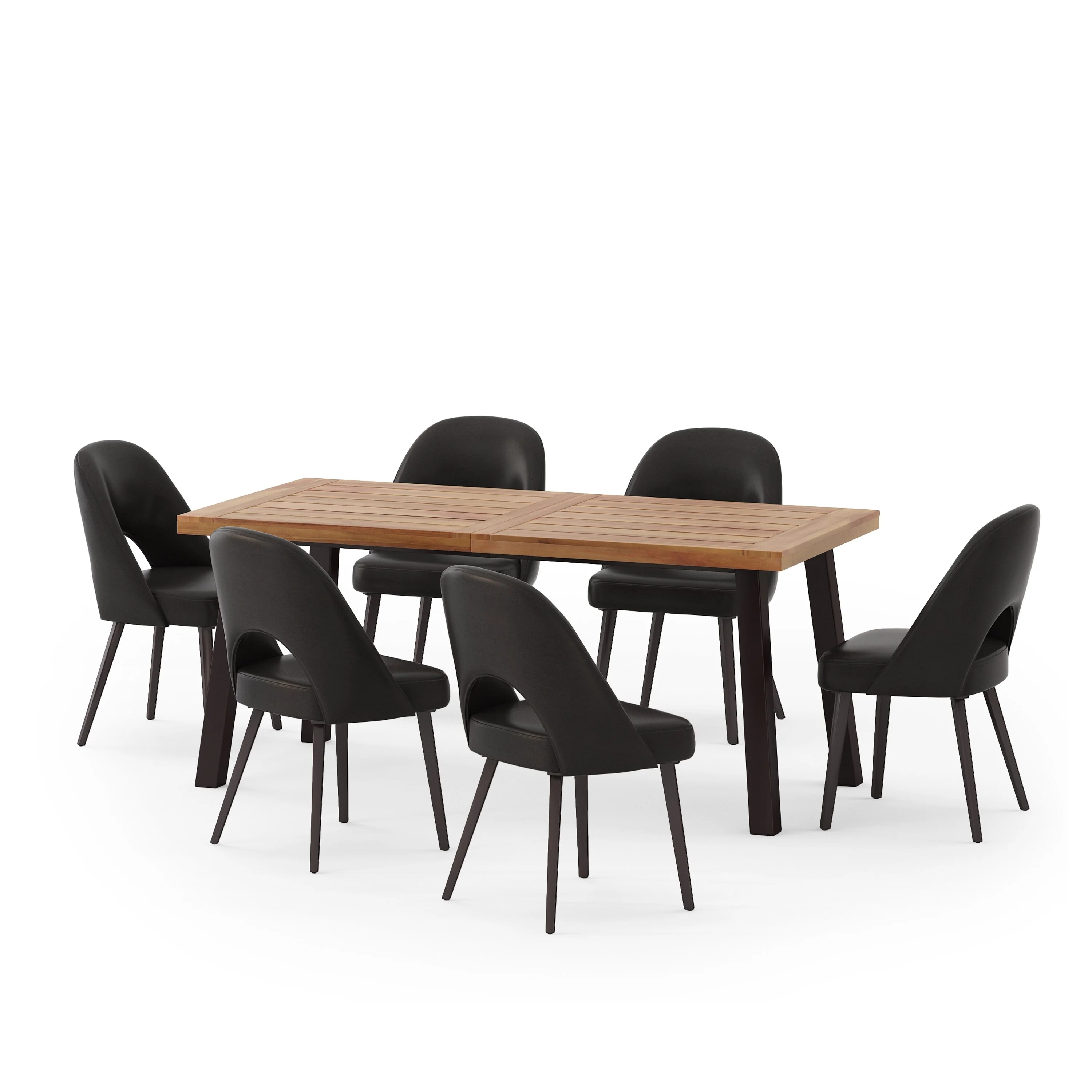 Christopher Knight Home Meriden Faux Leather and Wood 7 Piece Dining Set by