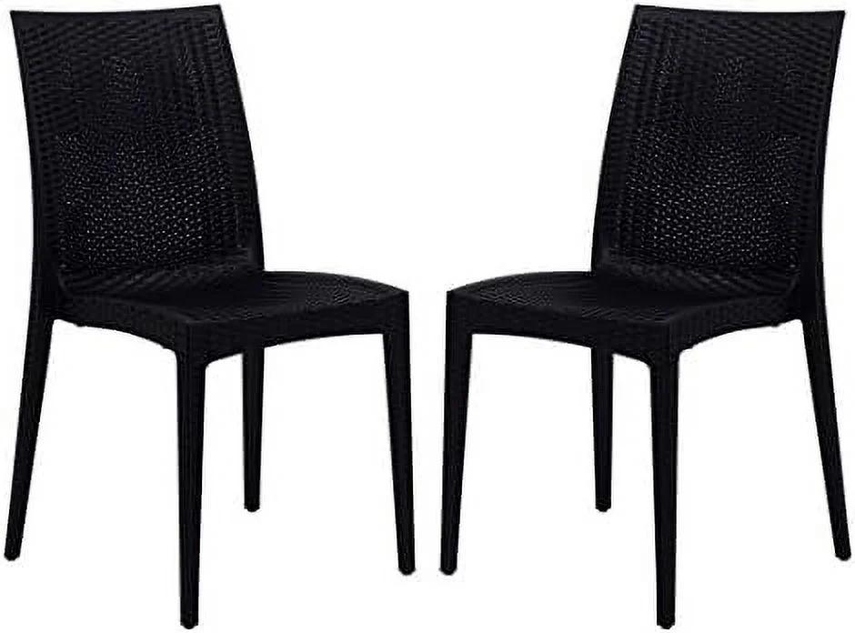 YFbiubiulife Hickory Indoor-Outdoor Modern Weave Design Stackable Dining Side Chair  (Green)