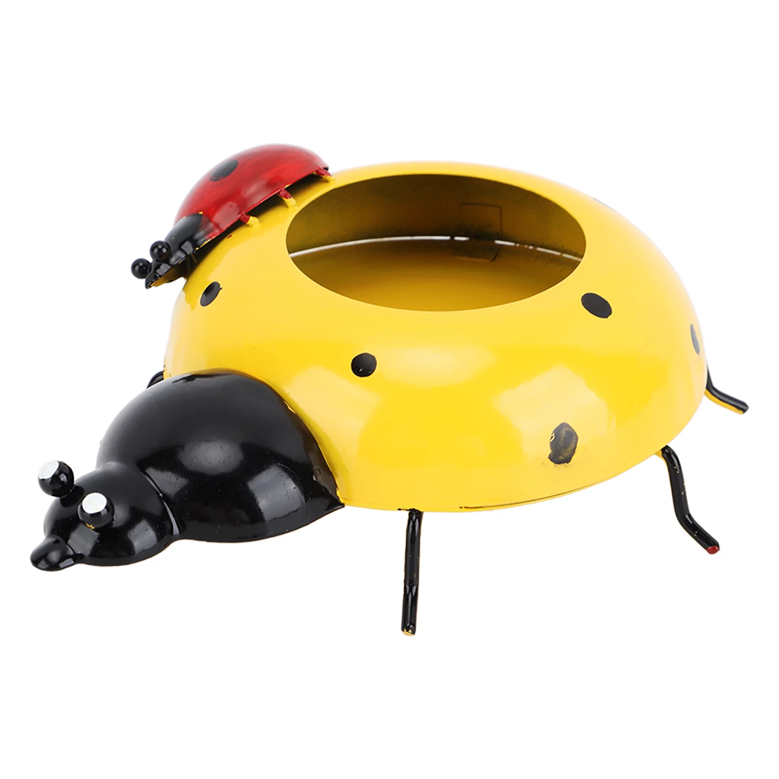 Plant Flower Pot, Ladybug Shaped Iron Planter Pot Container Table Decoration for Outdoor Indoor Plants Gardening, 5.4cm Diameter (Yellow)