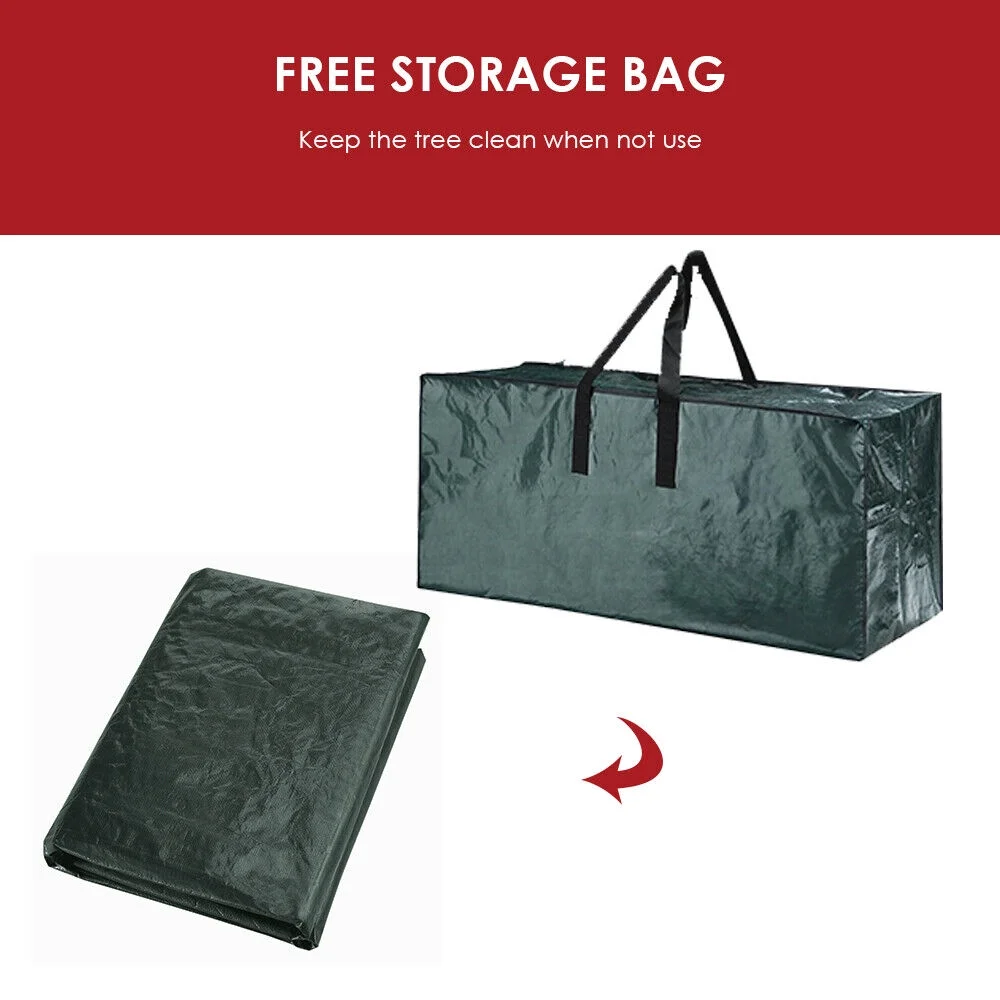 Roamrider 7.5ft Snow Flocked Christmas Tree Pre-Lit White Artificial Hinged Bushy Spruce