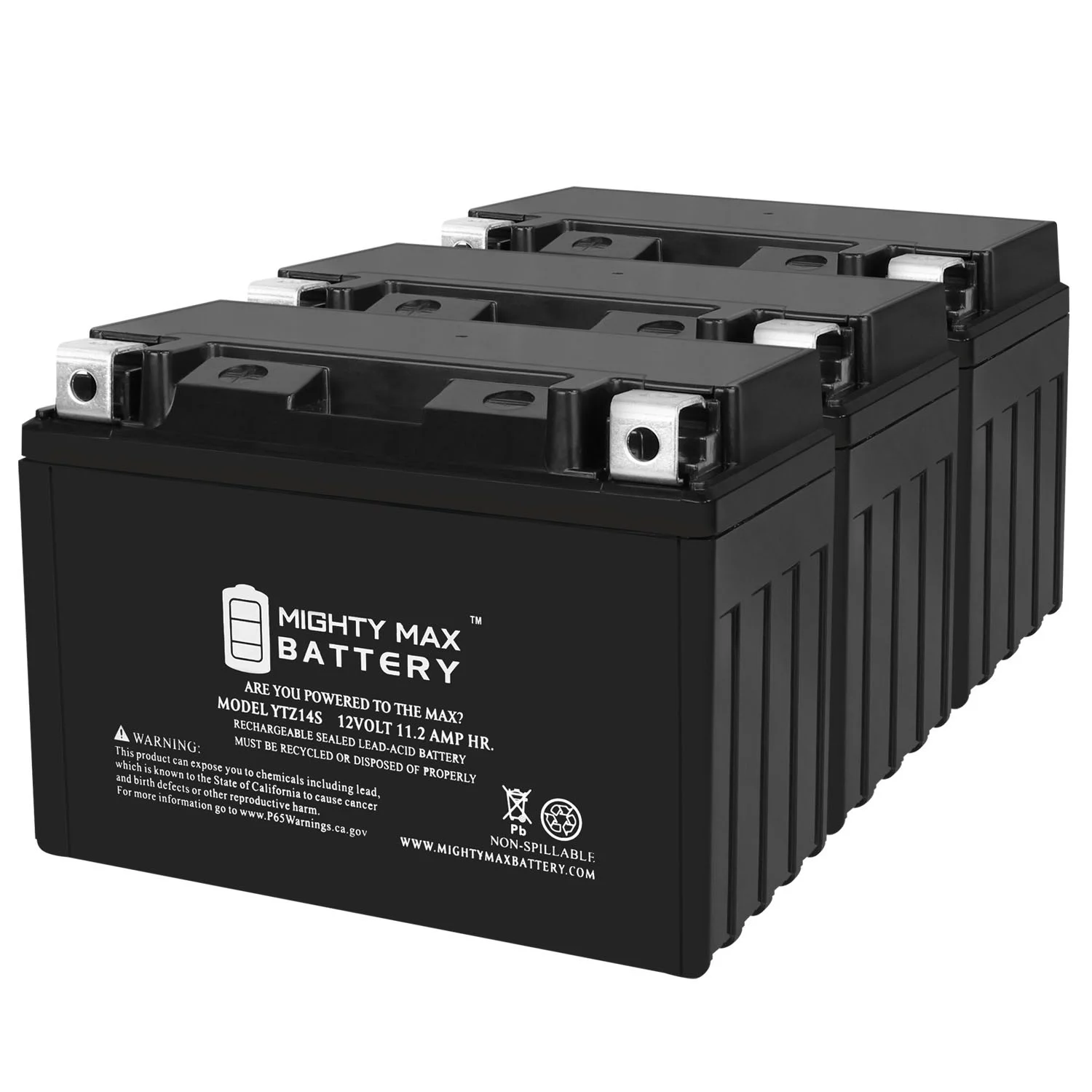 YTZ14S 12V 11.2AH Replacement Battery compatible with Honda ATV Mower - 3 Pack