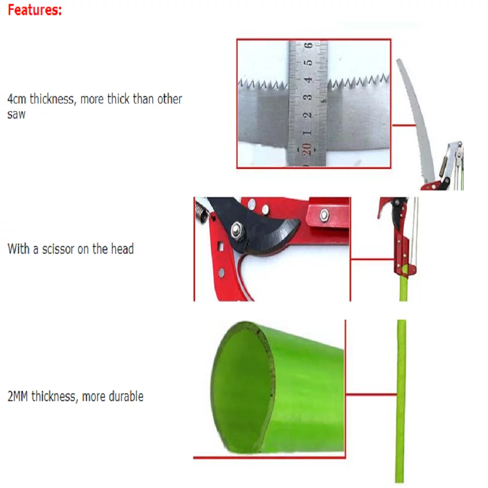 ANQIDI 26FT Tree Pole Pruner Extendable Manual Tree Saw Yard Cutter Trimmer Garden Tools