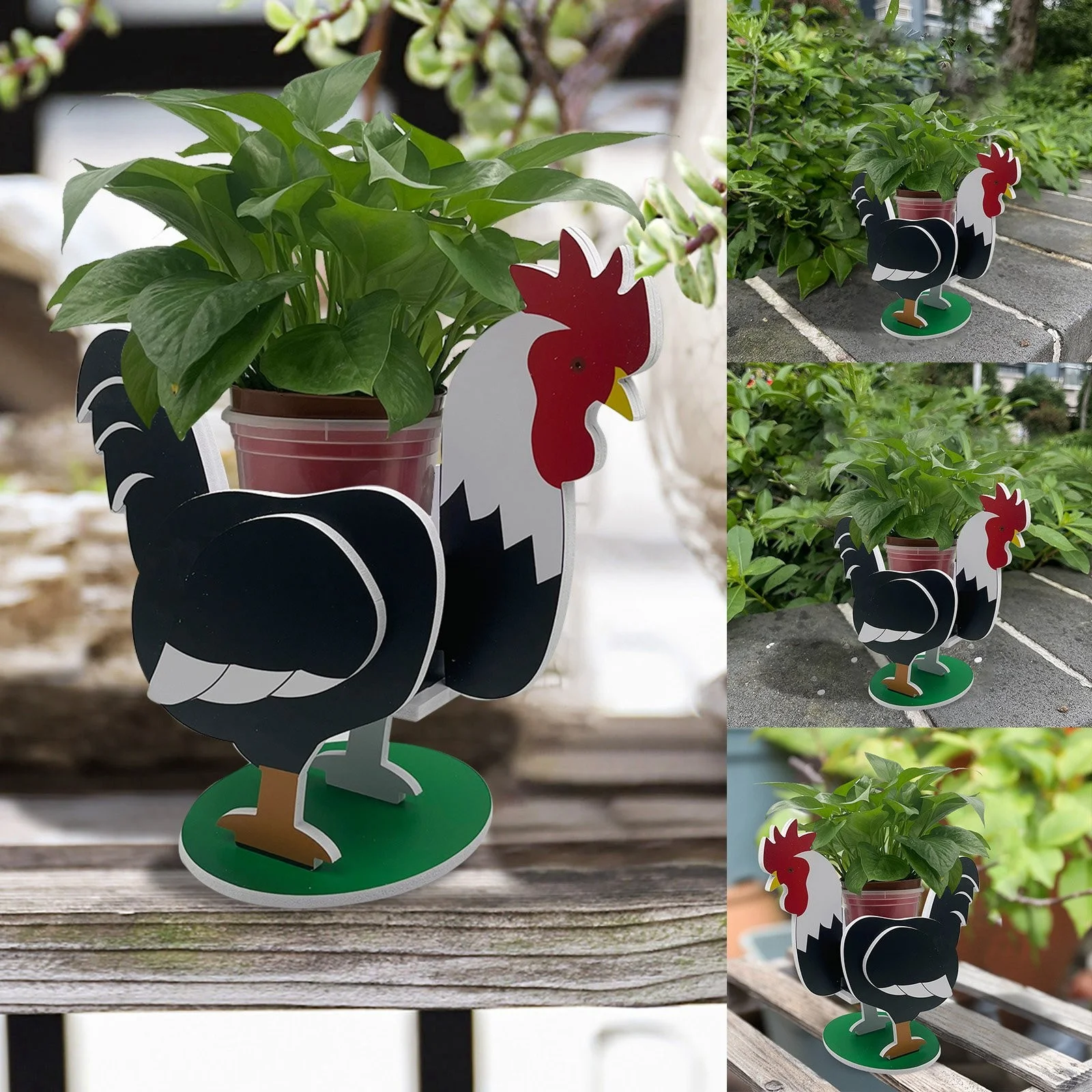 SIfdSeng Garden Rooster Cute Animal Flower Pot Flower Pot Storage Container Rooster Flower Pot Garden Pet Rooster Storage Pot Decorative Ornament Animal Shaped Flower Pot 520