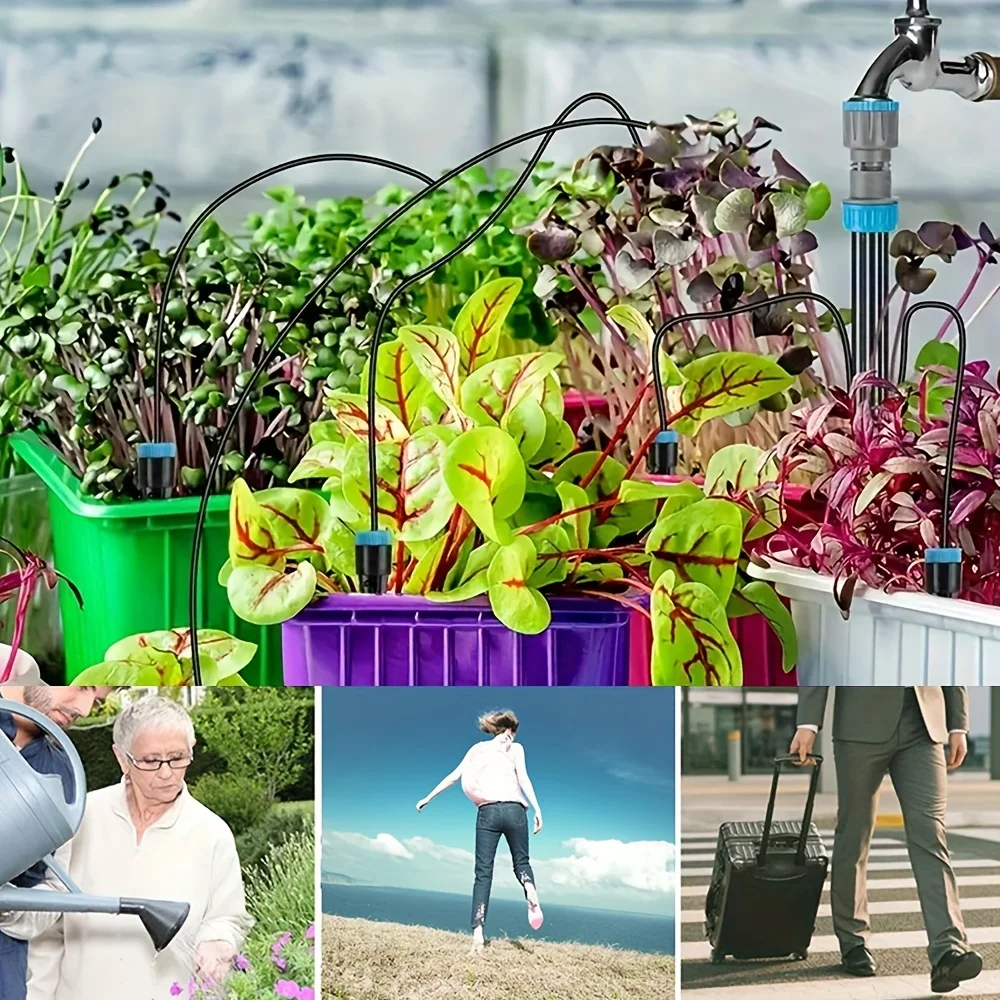 1 set of automatic drip irrigation device  equipped with 10 drip  micro irrigation system 3/4 in adapters  gardening tools