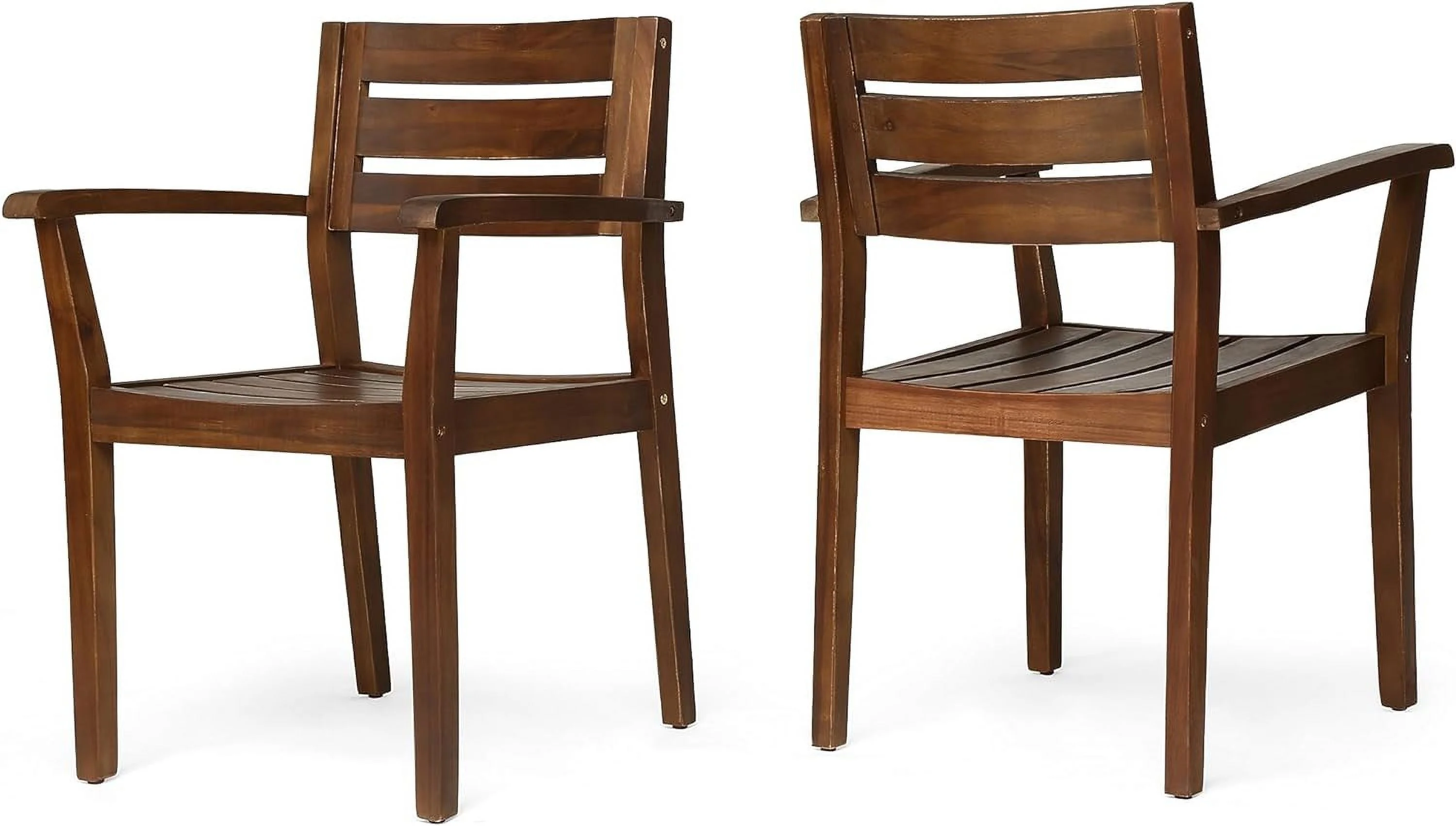 Outdoor Dining Chairs | Acacia Wood | Dark Brown Finish | Set of 2