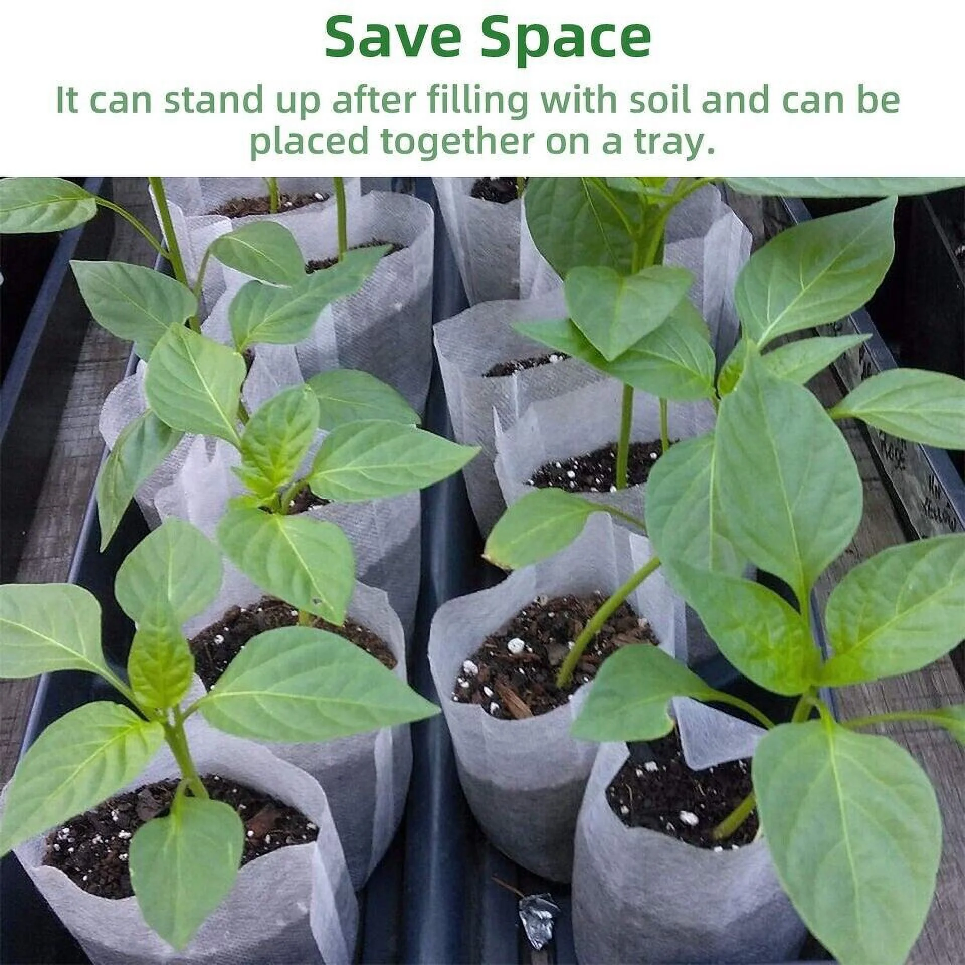 100pcs Plant Grow Bags Biodegradable Non-woven Fabric Nursery Bag Seedling Pot