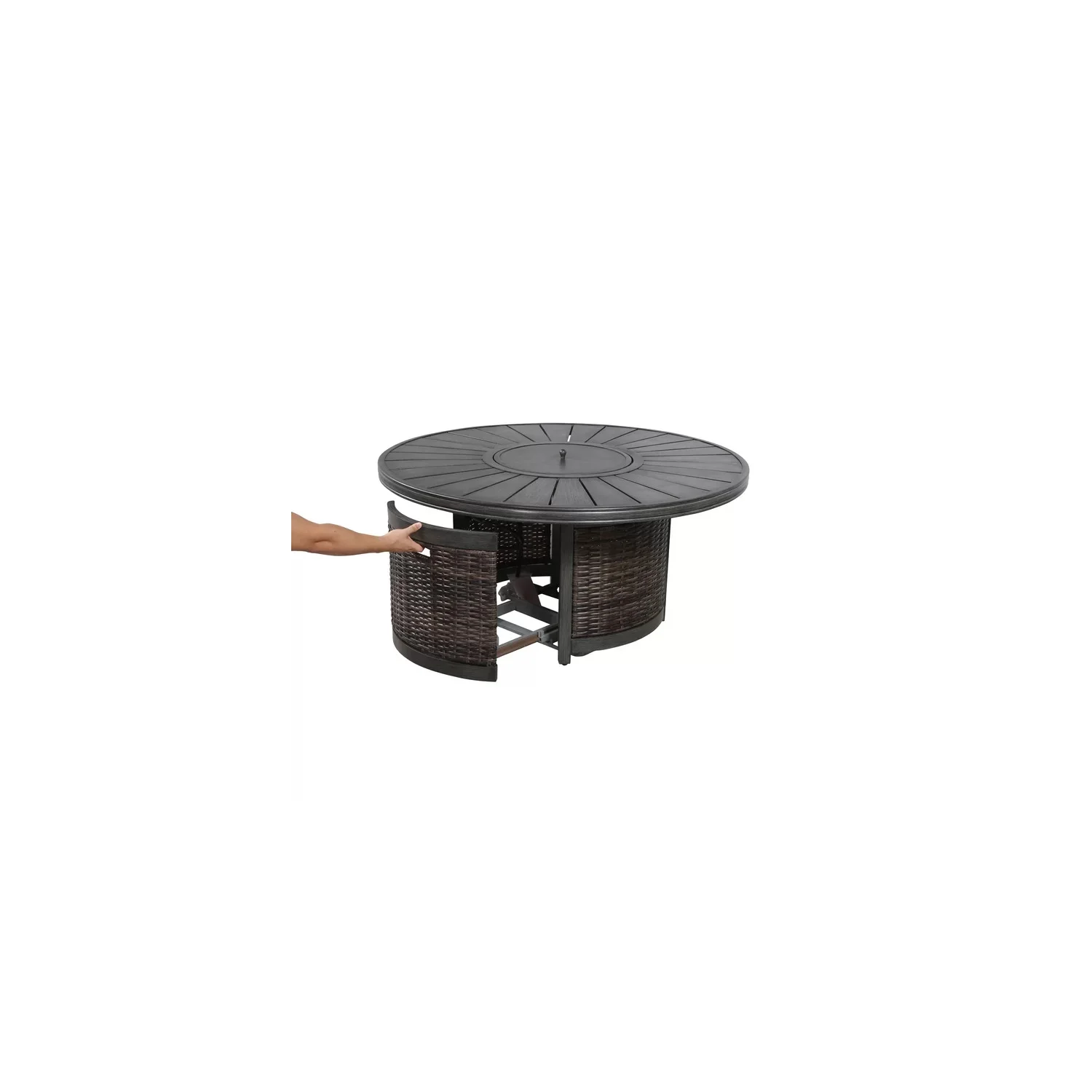 Living Source International 25'' H x 53'' W Aluminum Propane Outdoor Fire Pit Table (Espresso)