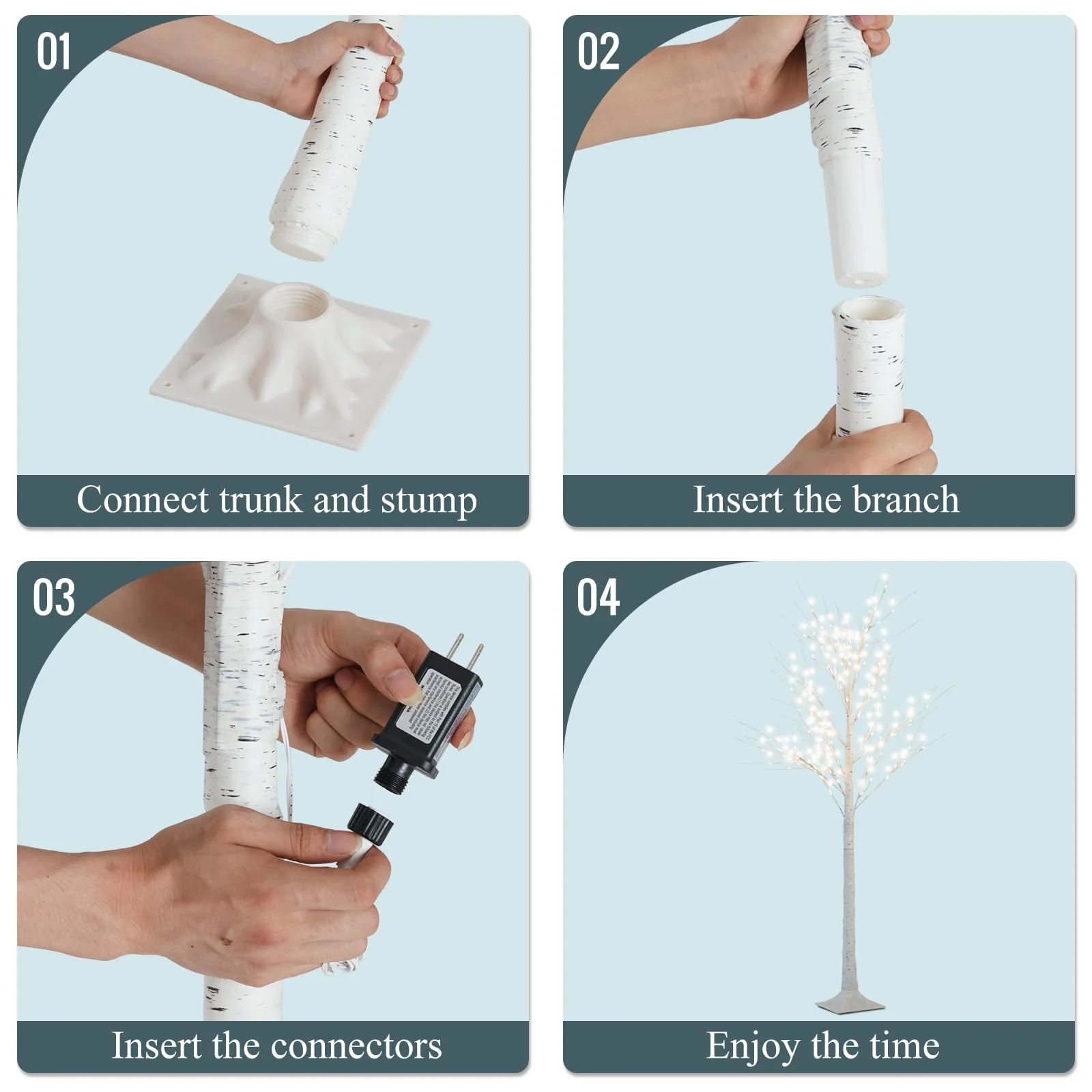 Lighted Birch Tree 7 ft, Artificial Twig Birch Tree with Warm White & Plug for Home Decor Holiday, Christmas Thanksgiving Decoration