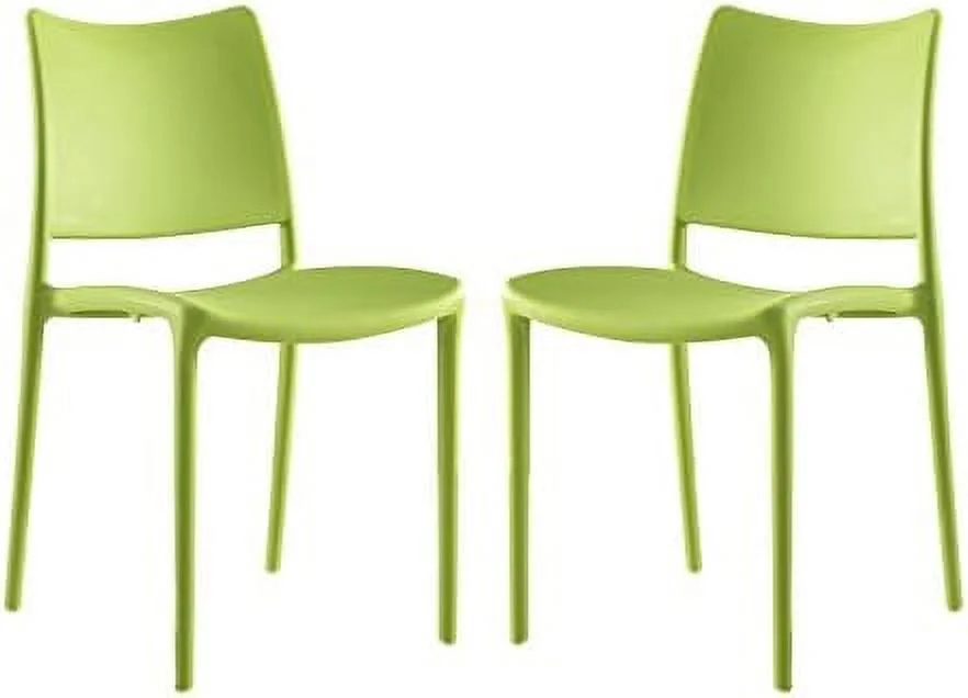 HOOMHIBIU Hipster Contemporary Modern Molded Plastic Stacking Two Dining Chairs in Orange