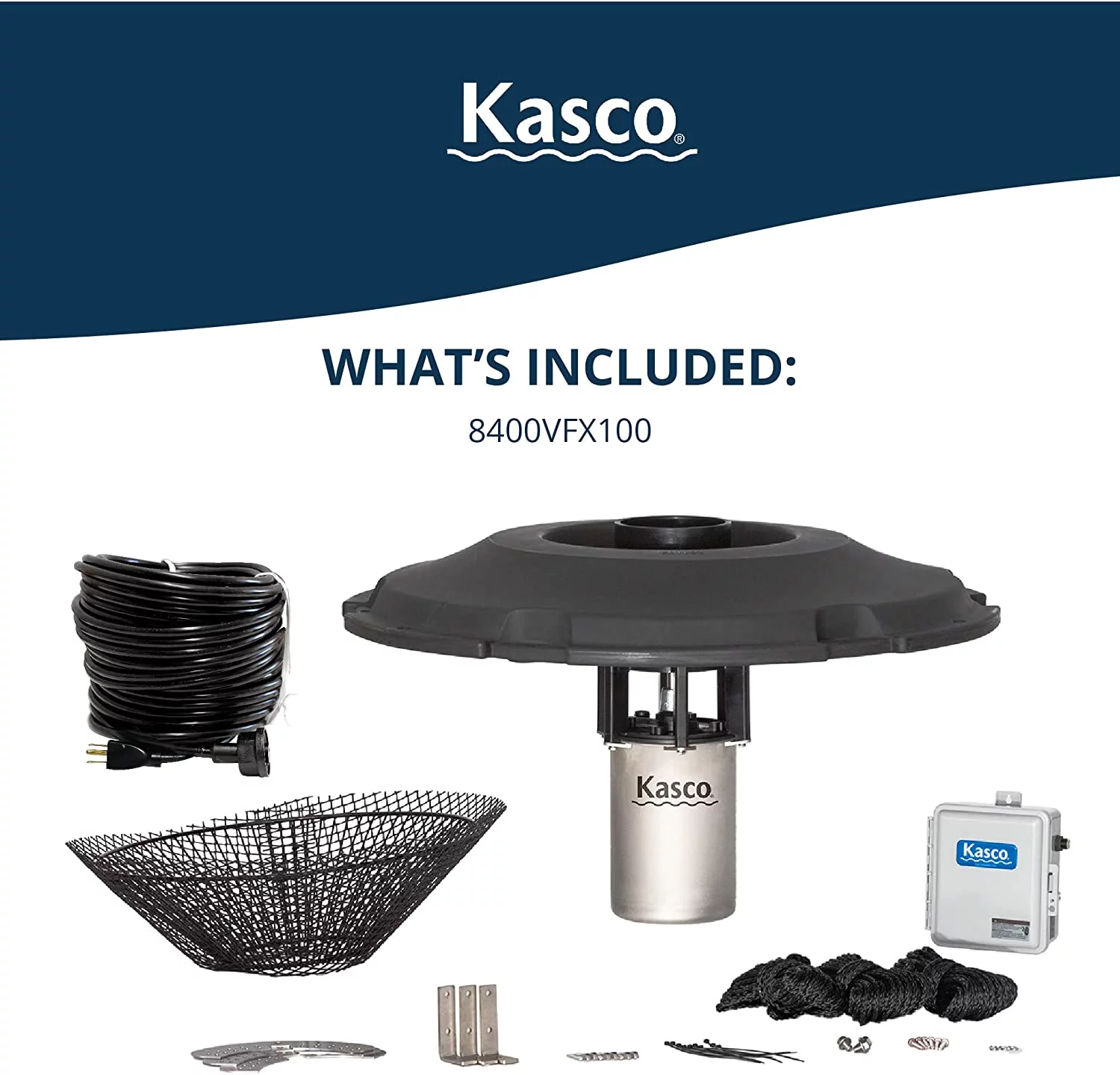 Kasco VFX Series Aerating Pond Fountain - 2 Horse Power 240V Single Phase with 200 ft Electric Power Cord | Pond Aerator Pump for Ponds & Lakes | Efficient Pond Aeration Systems