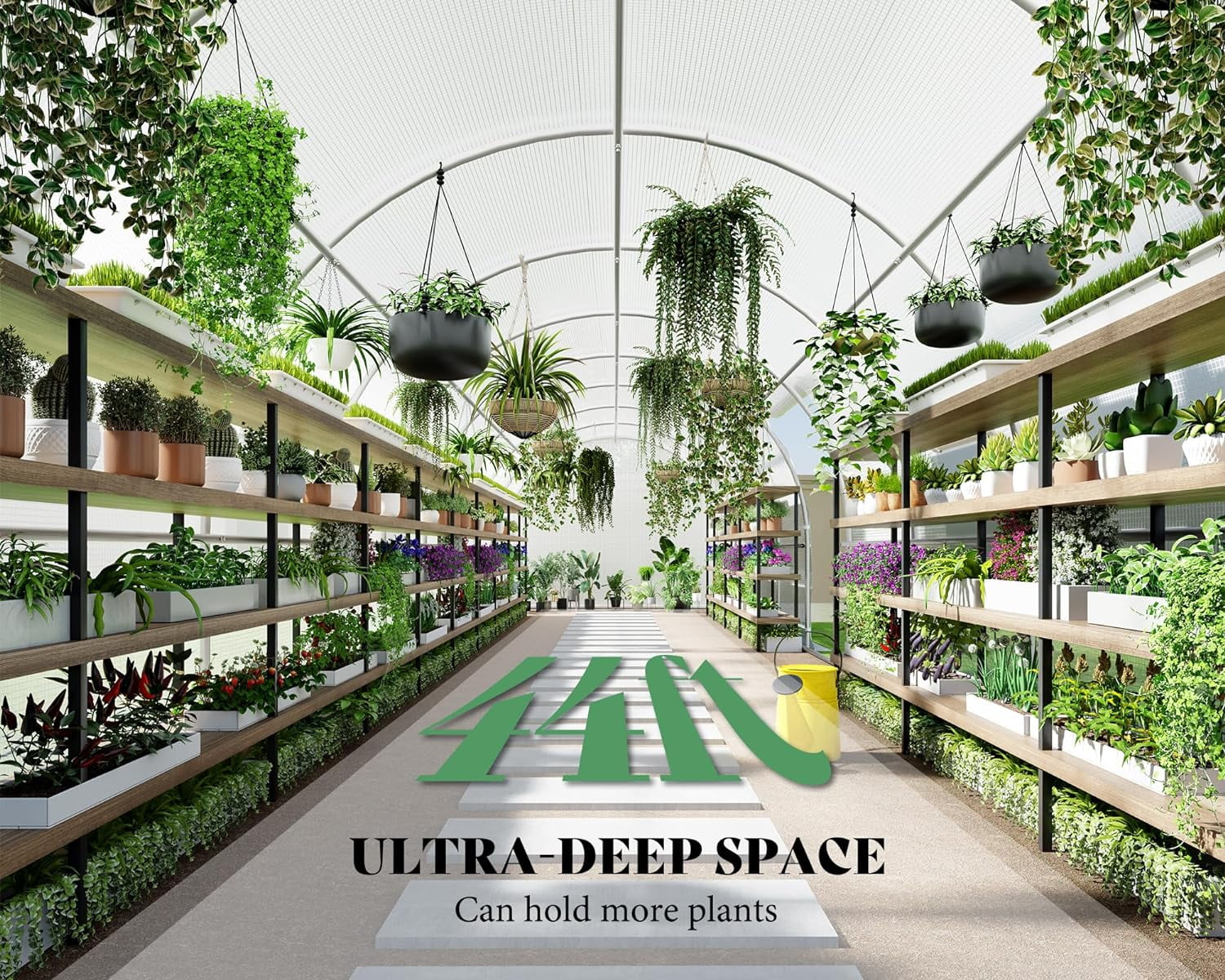 Papajet 44x10x7.5 ft Tunnel Greenhouse for Outdoors Upgraded Swing Door Premium PE Cover & Film Clips, White