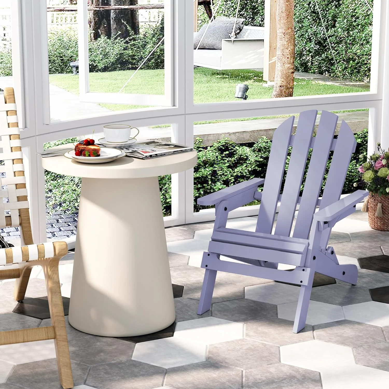 Kids Adirondack Chair, Outdoor Wooden Accent Toddler Adirondack Chair, Folding Adirondack Chair, Comfortable Kids Fire Pit Lounge Chairs for Yard, Garden, Patio (Purple)