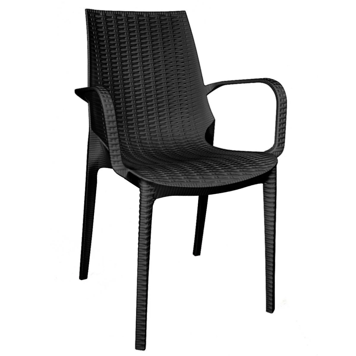 LeisureMod Kent Modern Outdoor Stackable Dining Armchair In Black
