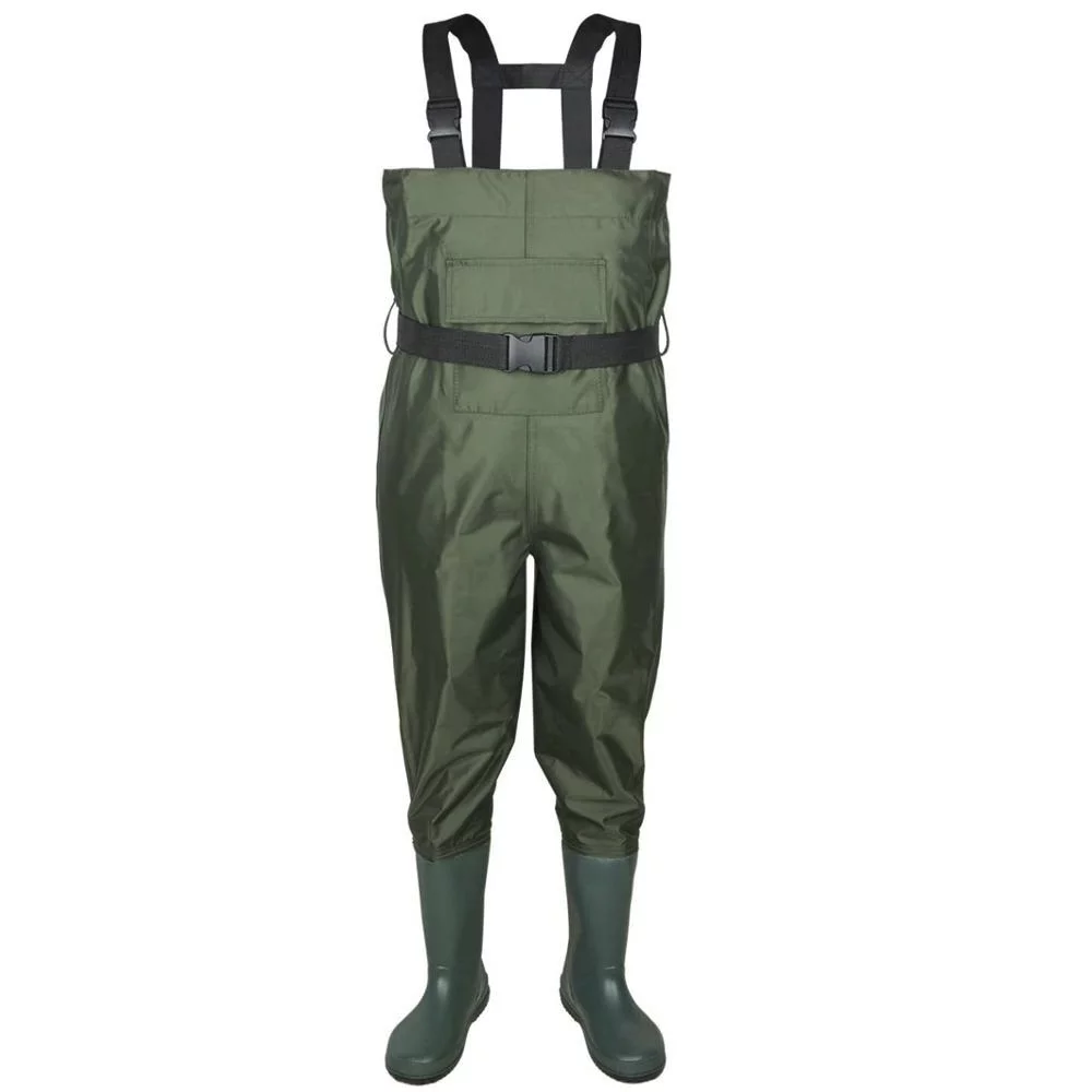 Chest Waders Fishing Hunting Bootfoot Wader for Men Woman with Non-Slip Boots Wading Belt Waterproof Nylon Rubber Green US Size 8