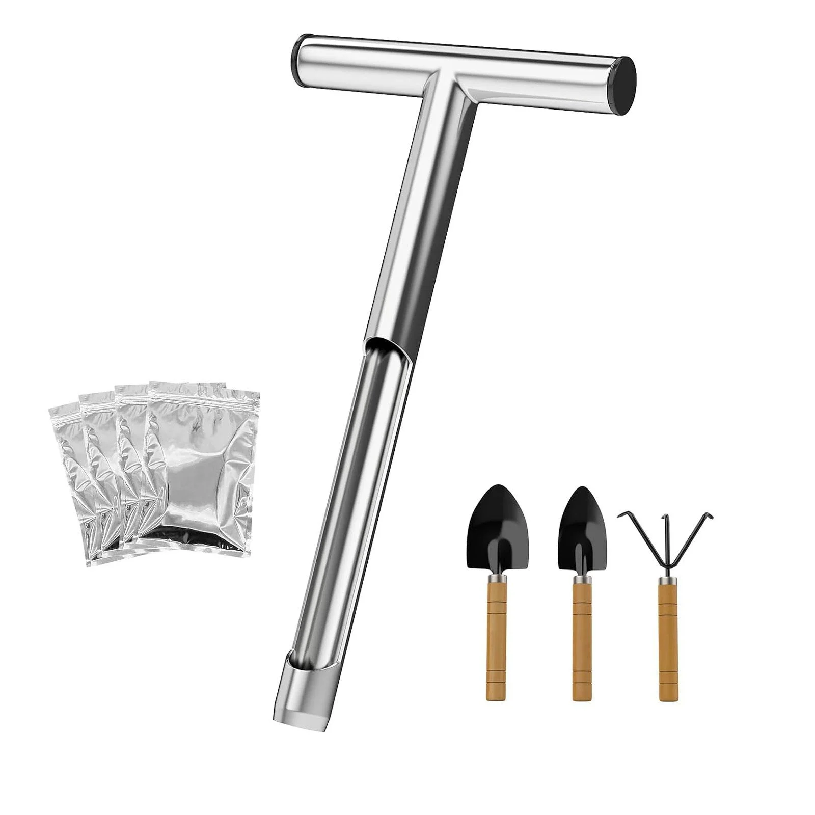 Gazechimp Soil Sample Rod Ergonomic Handle Device T Shaped Handle Soil Test Set for Lawn