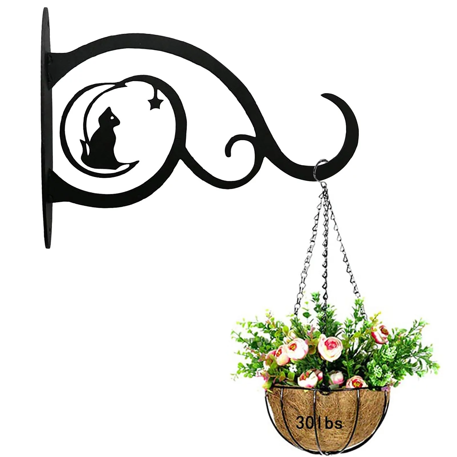 Jierger Heavy Duty Plant Hangers Outdoor Hanging Plant Brackets Black Wrought Iron Wall Plant Hooks for Hanging Baskets,Wind Chimes,Flower Pots,Bird Feeders, Garden Patio Lawn Indoor Outdoor Decor