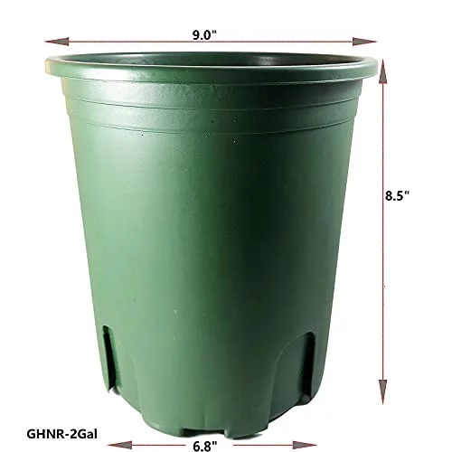 10 Pcs2 Gallon Open Diameter 9Inch Height 8.5Inch Green Plastic Pots. The Root Control Desige For Flower Succulent Plants Vegetables Fruit Nursery Plants Garden Outdoor Indoor (GNDRC-2-10)