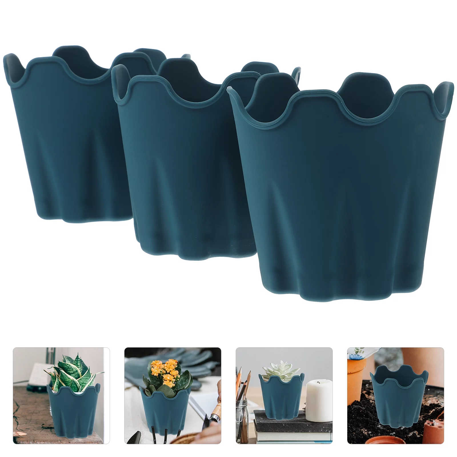 3pcs Silicone Gardening Pot Planter Pot Flower Pot Flower Container Plant Pot