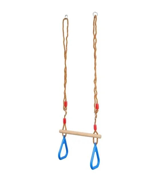 RSKK Children's Fitness Training Horizontal Bar Monkey Stick Triangle Swing Ring Kids Swing Bar with Gym Rings Wood Hanging Hoop Monkey Bars Wooden Swing Set