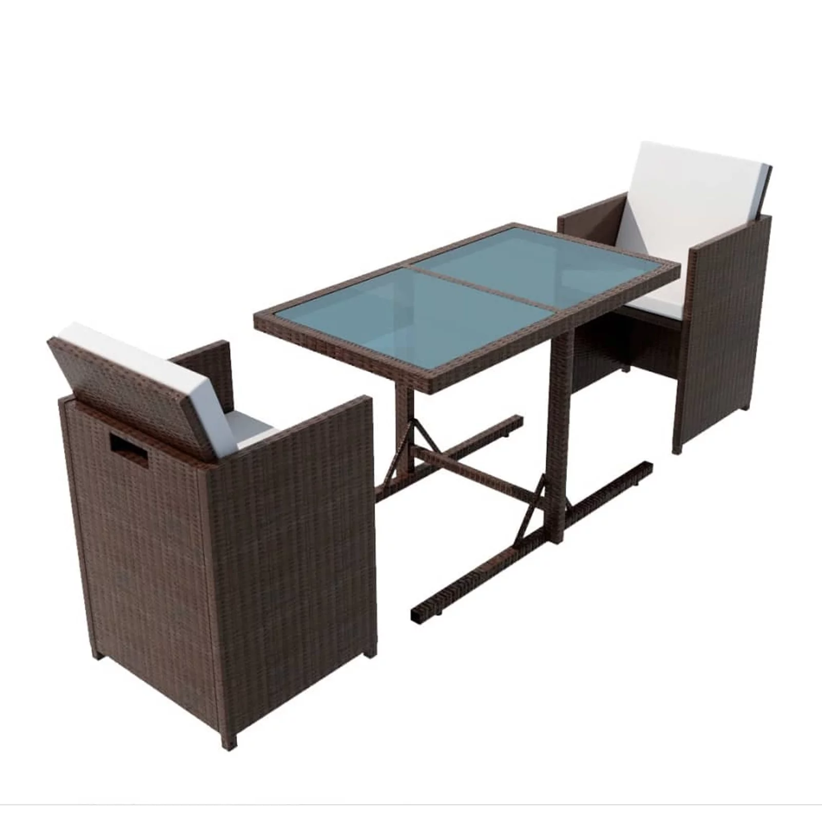 Andoer 3 Piece Bistro Set with Cushions Poly Rattan Brown
