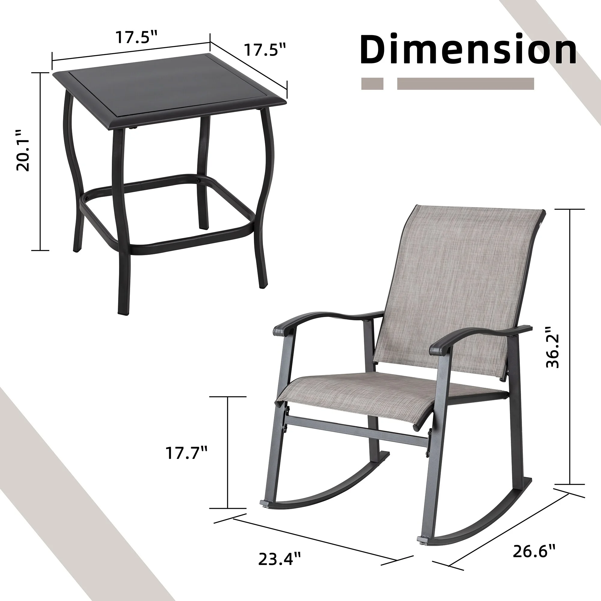 Futzca  3 Piece Outdoor Rocking Bistro Set - N/A Taupe