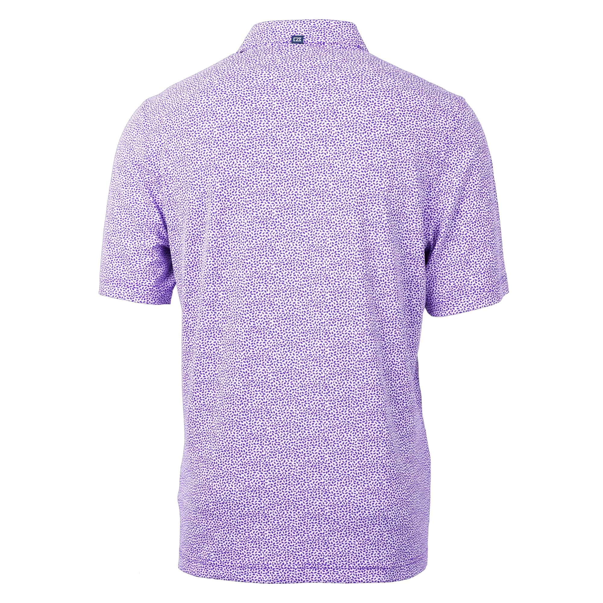 Men's Cutter & Buck  Purple Clemson Tigers Alumni Logo DryTec Virtue Eco Pique Botanical Print Recycled Polo