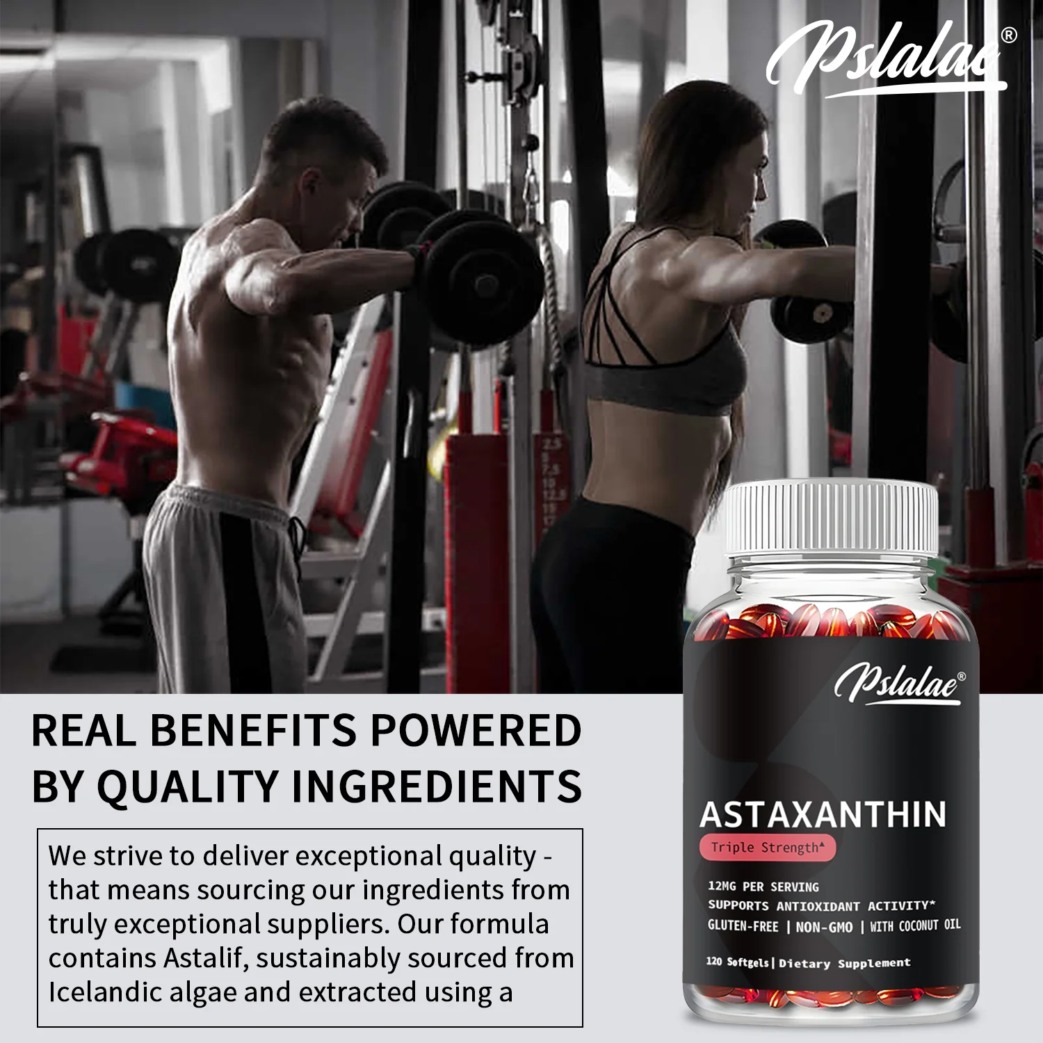 Pslalae Astaxanthin 12mg - Anti-oxidation, Heart, Joint, Eye and Skin Health (30/60/120 Softgels)