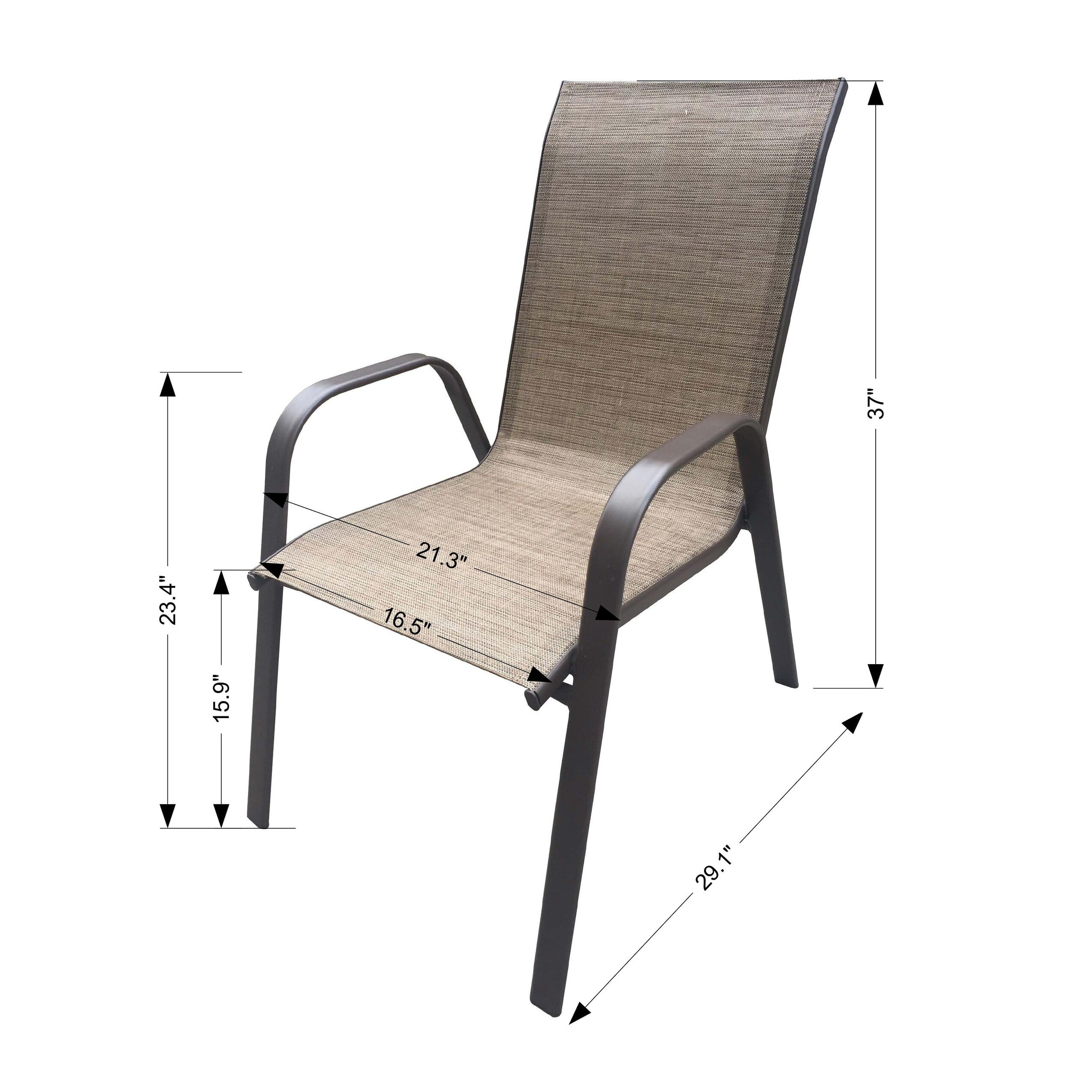 7 Piece Patio Dining Fire Pit Set Wavy Brown