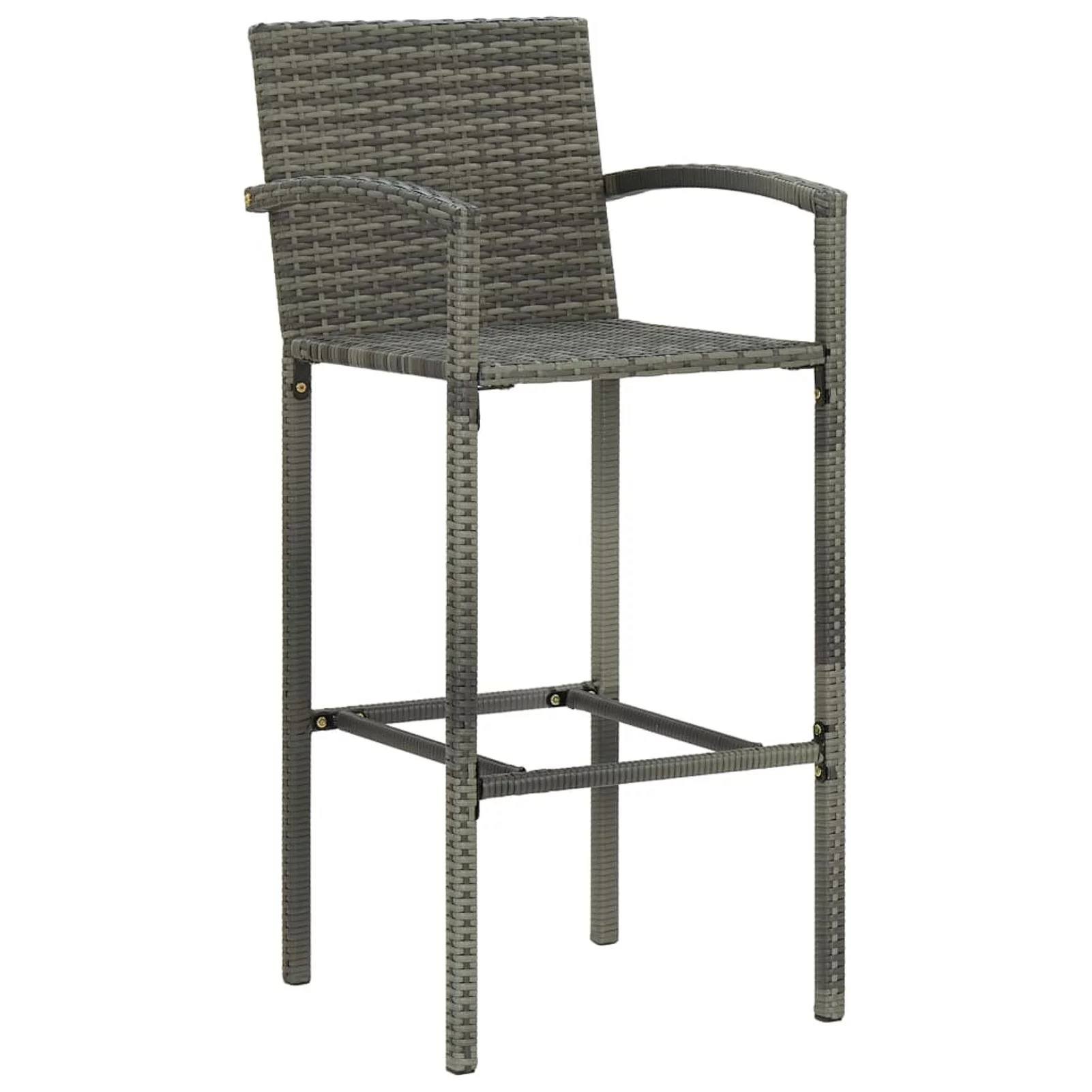 Anself 5 Piece Patio Bar Set with Armrest Poly Rattan Gray