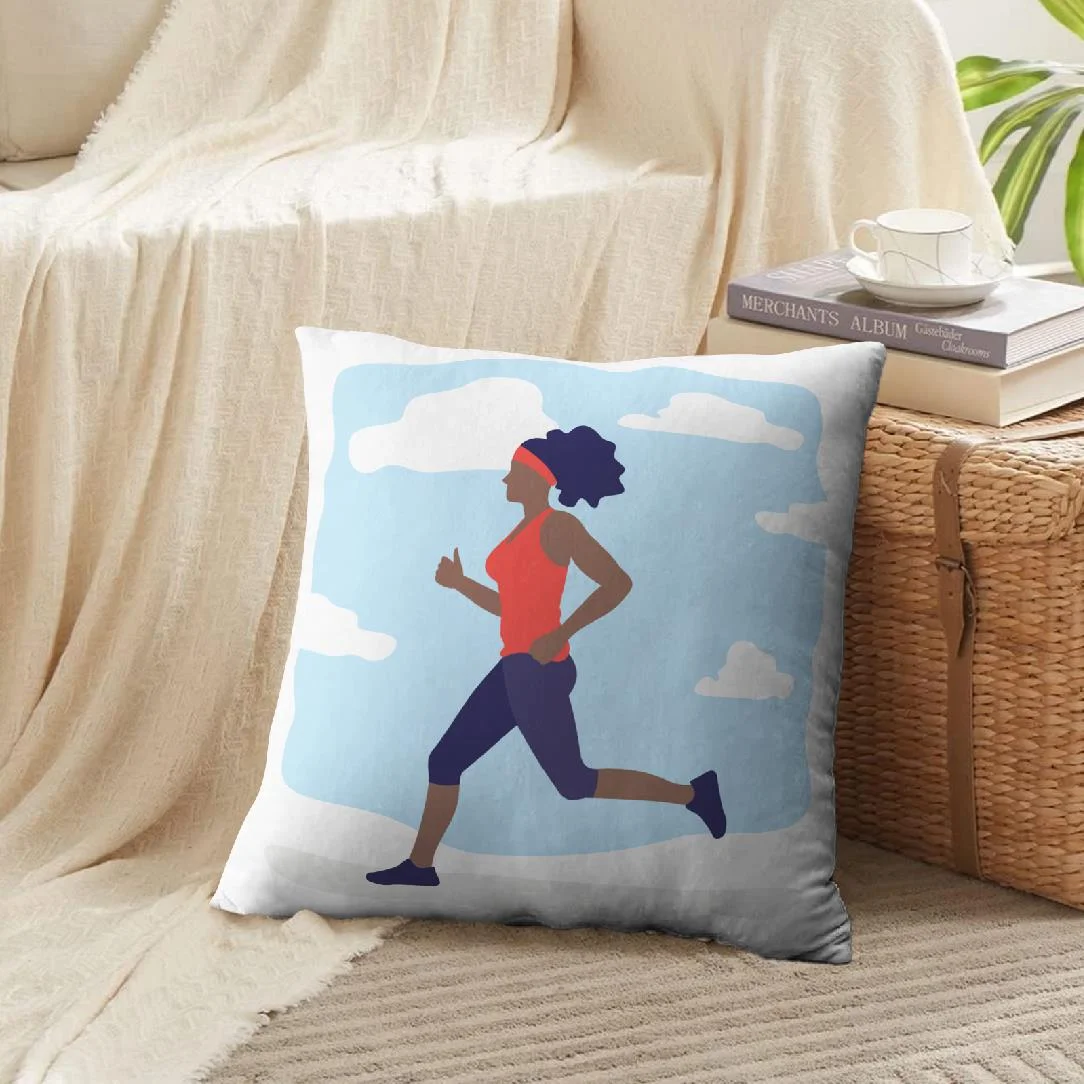 LALILO Throw Pillow Covers Woman Running Girl Jogging African Afro Cushion Cover 18
