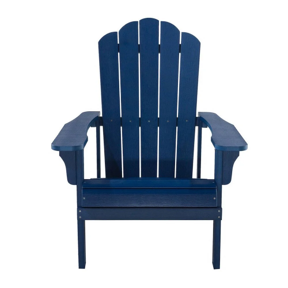 Buumin Key West Outdoor Plastic Wood Adirondack Chair, Patio Chair for Deck, Backyards, Lawns, Poolside, and Beaches, Weather Resistant, Blue