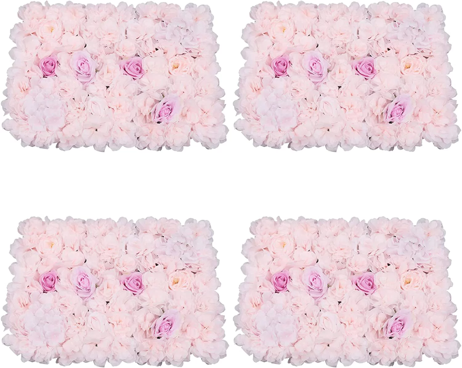 Fichiouy 4*Artificial Peony Rose Flower Wall Panel Bouquet Floral Backdrop Home Decor