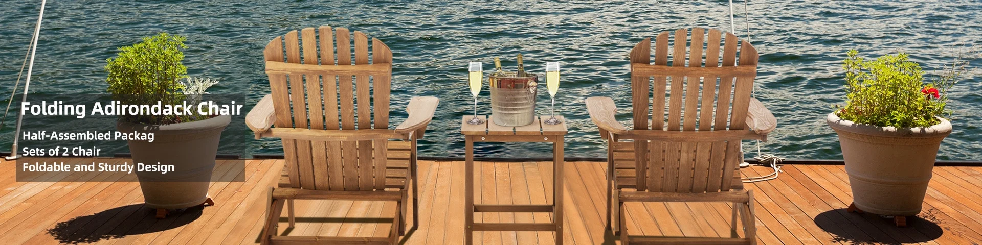 Folding Adirondack Chairs Set - Set of 2 - Classic Outdoor Comfort