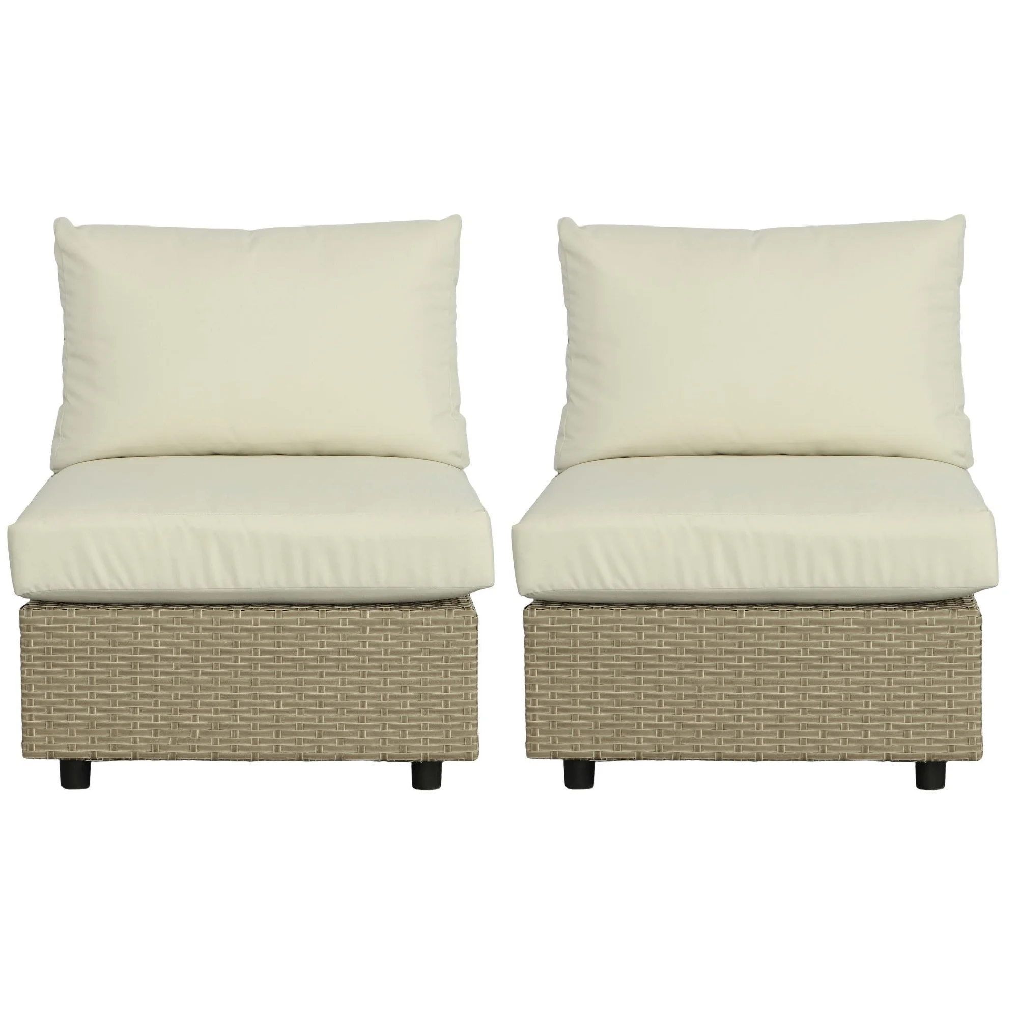 Progressive Furniture Shelter Island Set of 2 Wicker Armless Chairs in Brown