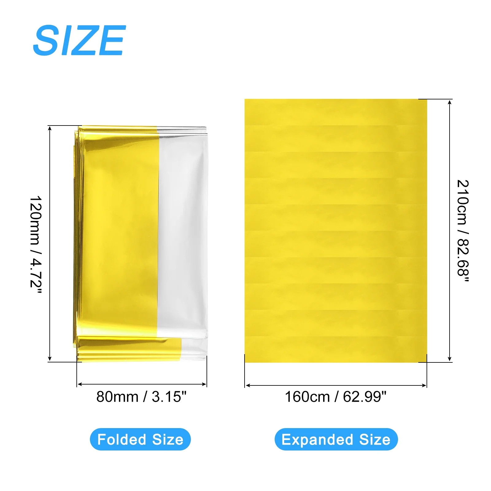 12Pack Highly Reflective PET Film, 82x63-Inch Garden Greenhouse Covering Foil Sheets for First Aid (Gold, Silver)