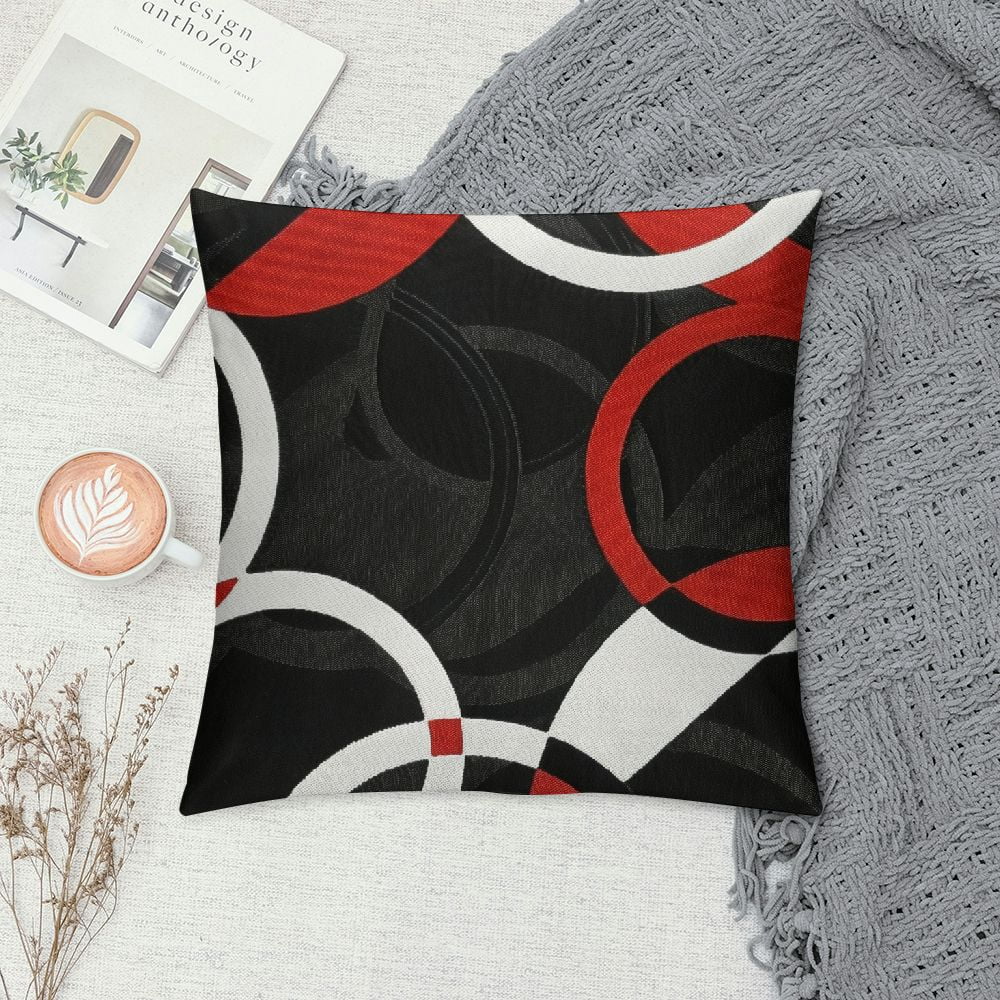 Ollo0ord Cushion Case Black Red and White Pillow Cover for Outdoors Chair Home Bed Sofa Couch Office Modern Rings Cushion Cover for Teens Adult Boys Girls, White