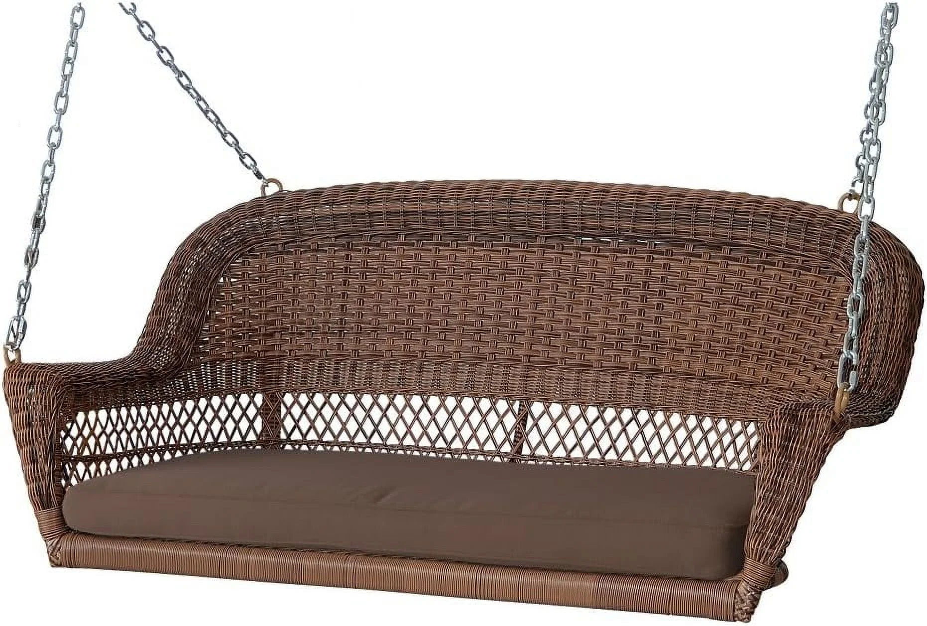 Carell Furniture Resin Wicker Hanging Porch Swing With Cushion In Brown