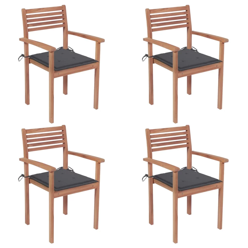 Suzicca Patio Chairs 4 pcs with Anthracite Cushions Solid Teak Wood